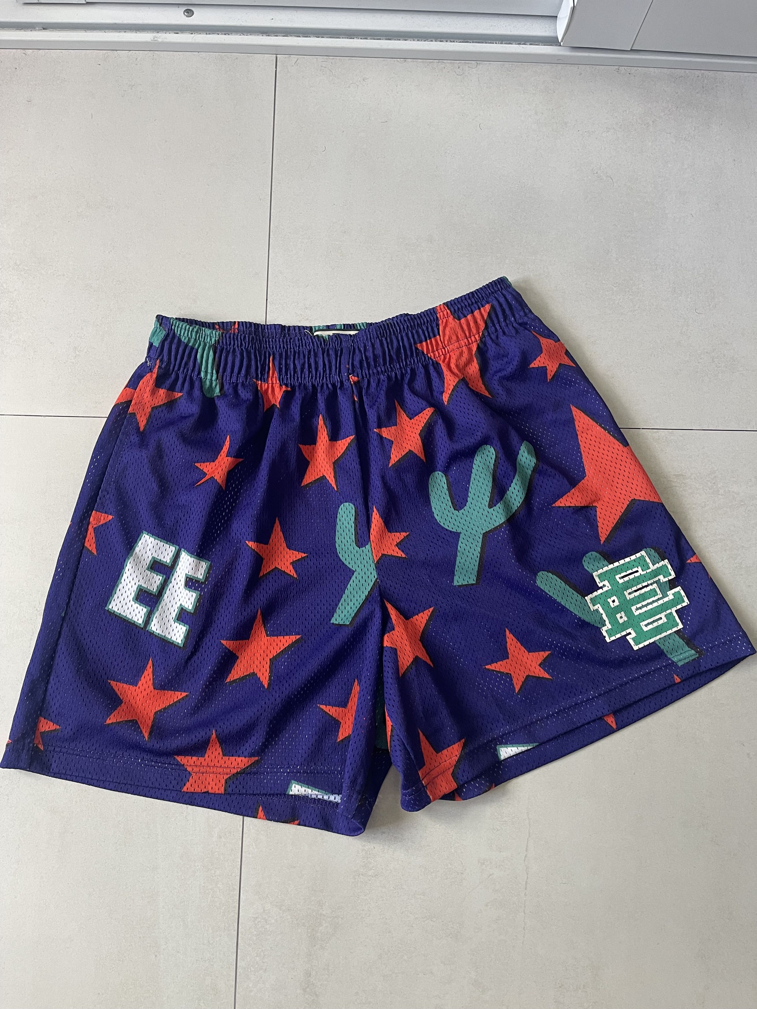 image of Eric Emanuel Retro All Star Game Shorts XL in Green Purple, Men's (Size 35)