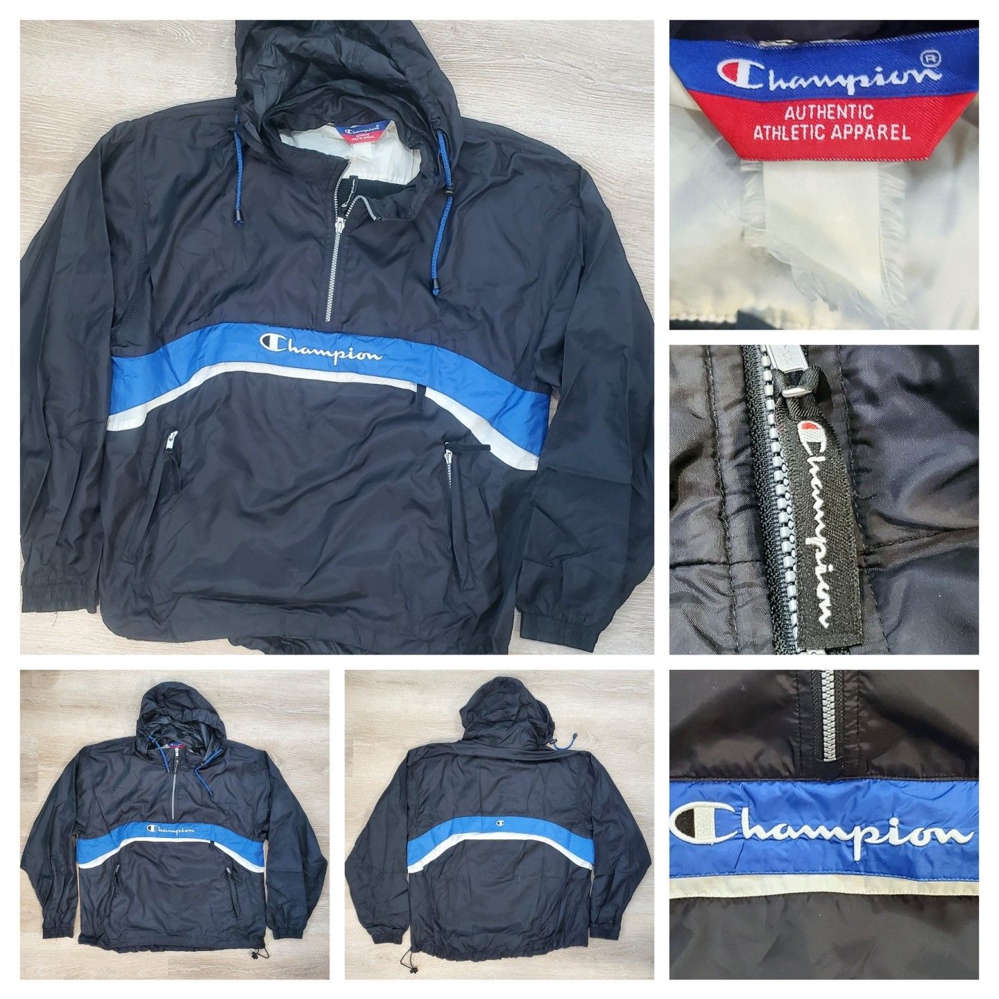 Champion × Vintage Vintage 90s CHAMPION Windbreaker Jacket Pullover 1/4 Zip Size US XL / EU 56 / 4 - 1 Thumbnail
