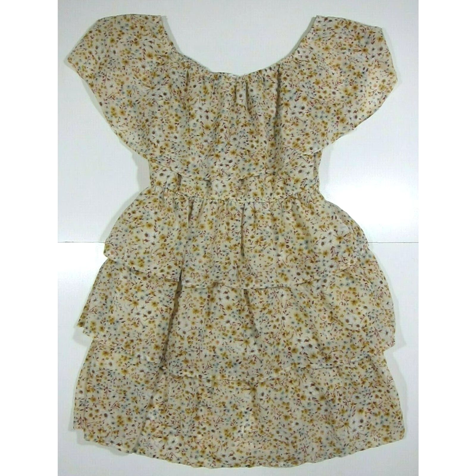Vintage Mimi Chica Yellow Pink Blue Floral Off Shoulder Ruffle Sun Dress Women Small Size S / US 4 / IT 40 - 2 Thumbnail