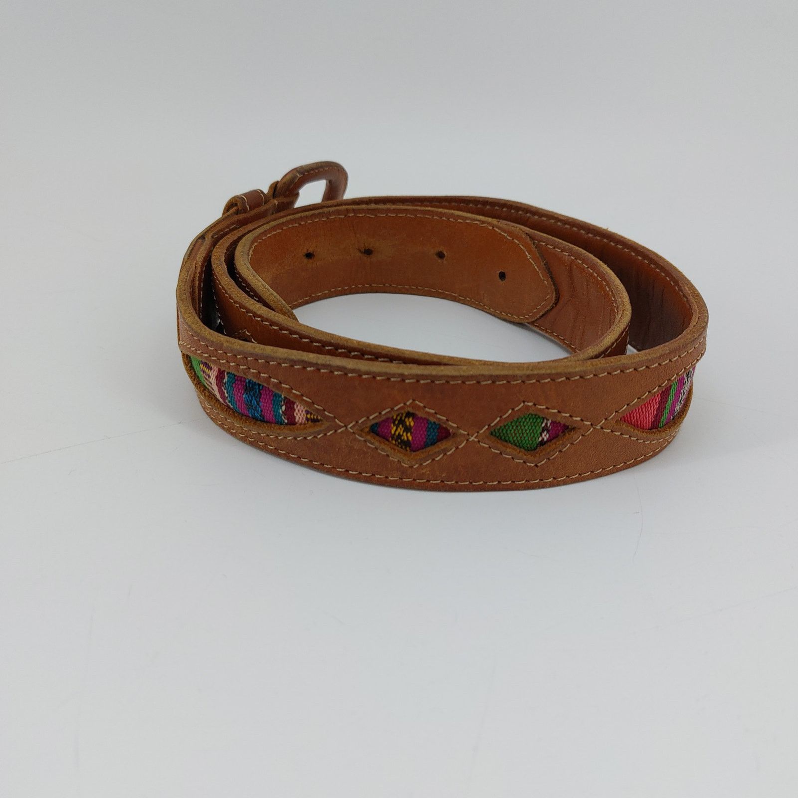 Vintage Women's Hand Woven Guatemalan Leather Belt Size Medium Size ONE SIZE - 5 Thumbnail