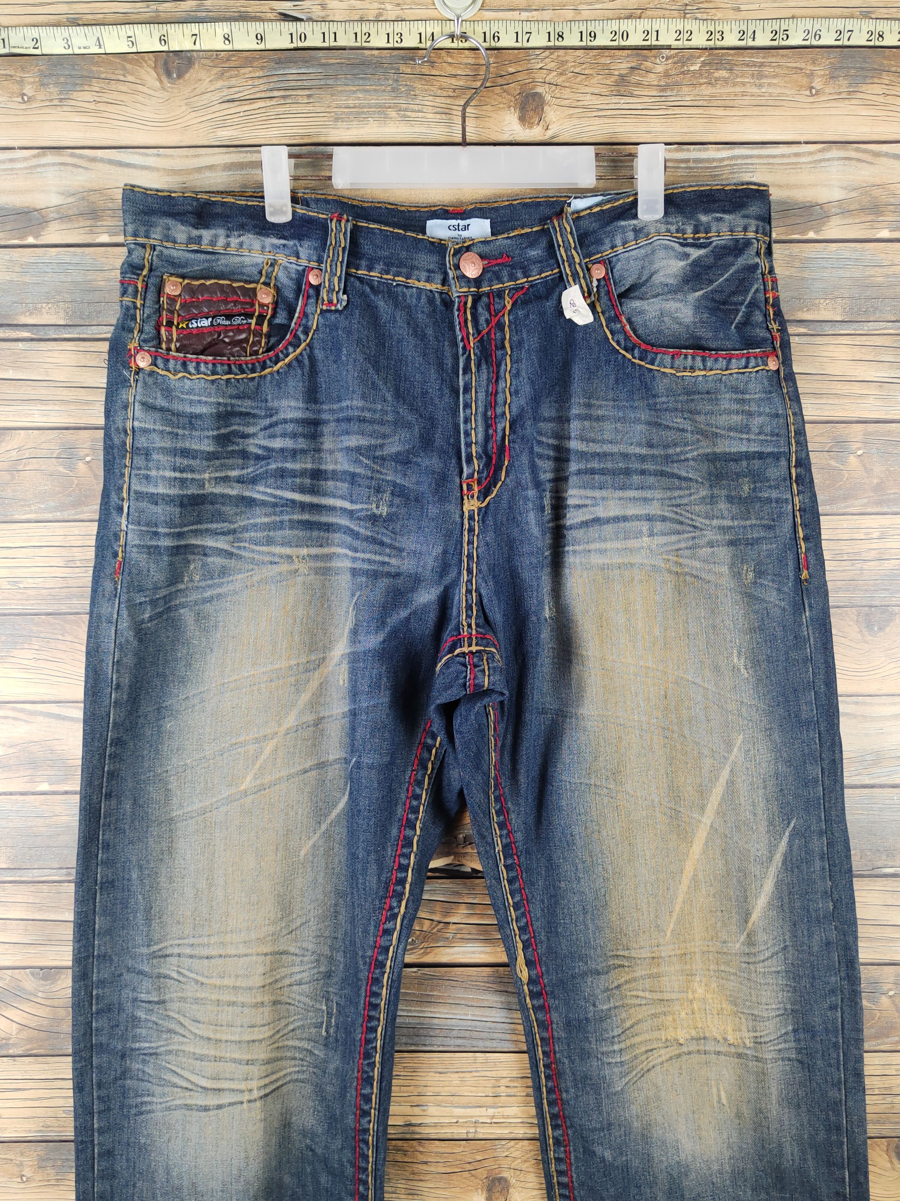 Japanese Brand DL Cstar Blue faded vintage Distressed Ripped Jeans #380 Size US 40 / EU 56 - 2 Thumbnail