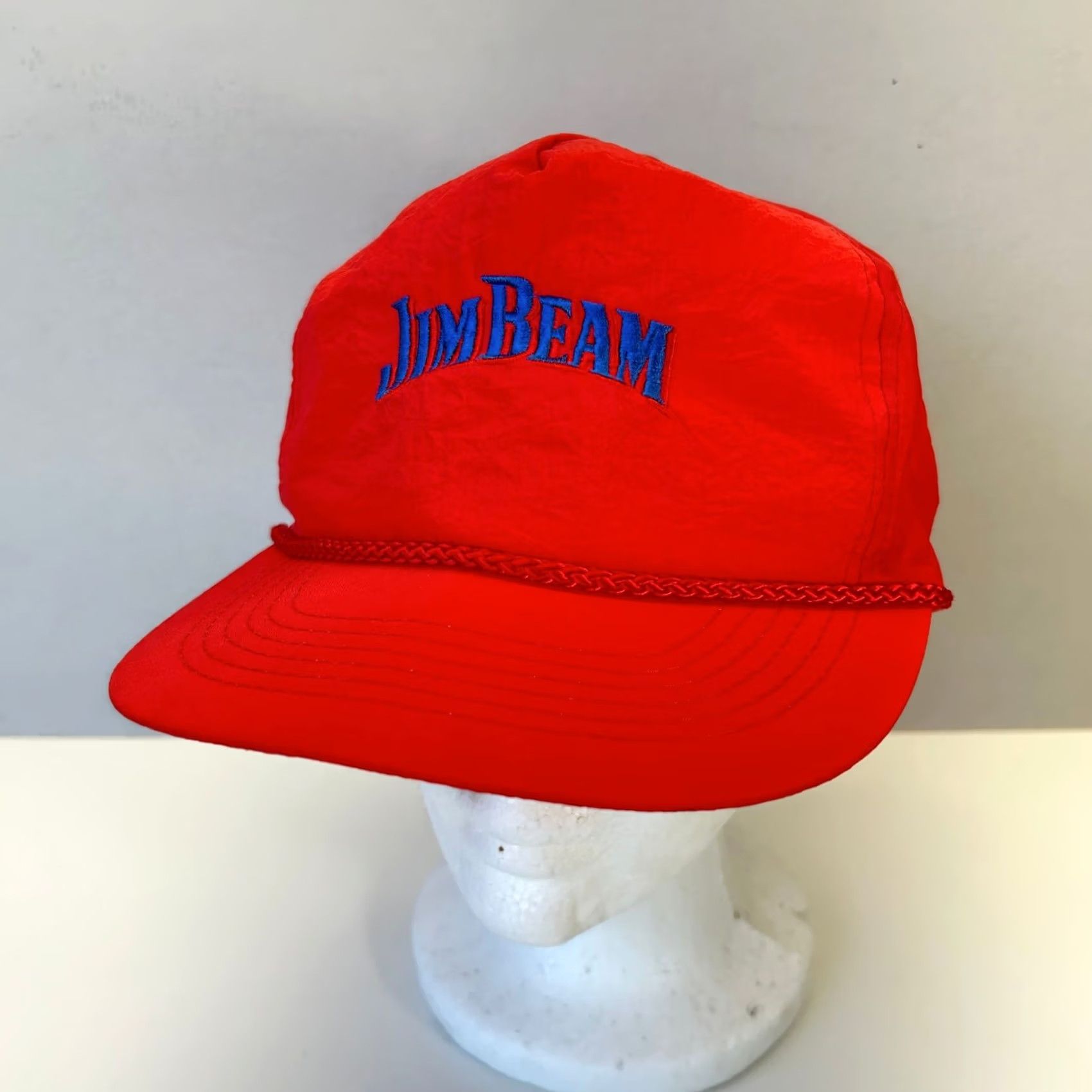 Vintage VINTAGE Jim Beam Snapback Trucker Hat Red Embroidered 90s Unisex Adults One Size Cap Hats Mens Girls Womens Size ONE SIZE - 2 Thumbnail