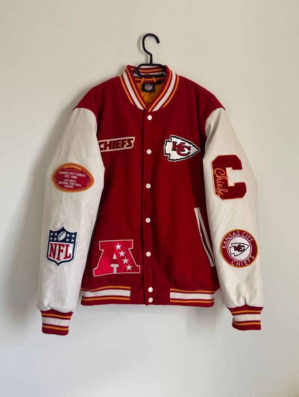 NFL Vintage 90s Kansas City Chiefs NFL Leather Bomber Jacket Y2K Size US M / EU 48-50 / 2 - 1 Thumbnail