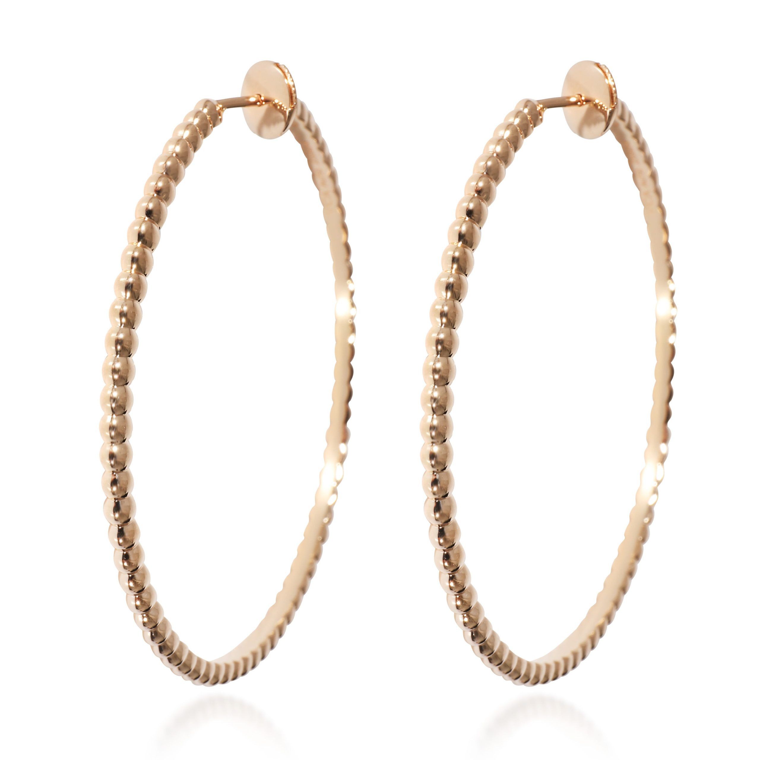 Van Cleef Arpels Large Perlee Hoop Earrings in 18k Rose Gold