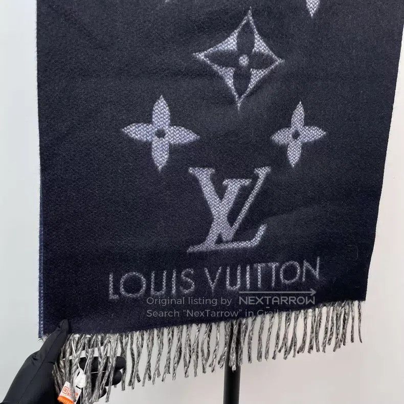 Louis Vuitton Louis Vuitton Blue and black printed cashmere double tasse Size ONE SIZE - 5 Thumbnail