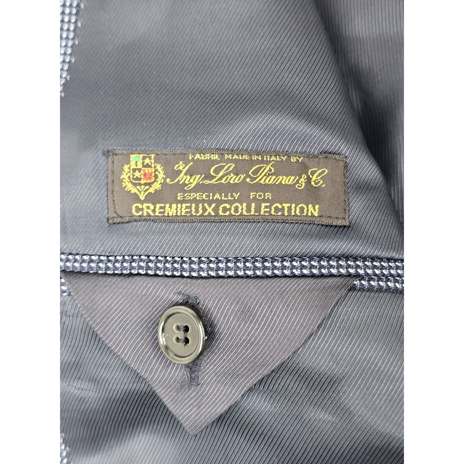 Loro Piana Cremieux Loro Piana 100% Wool Sport Coat Men 40L Blue Nailhead Blazer Size 40R - 7 Thumbnail