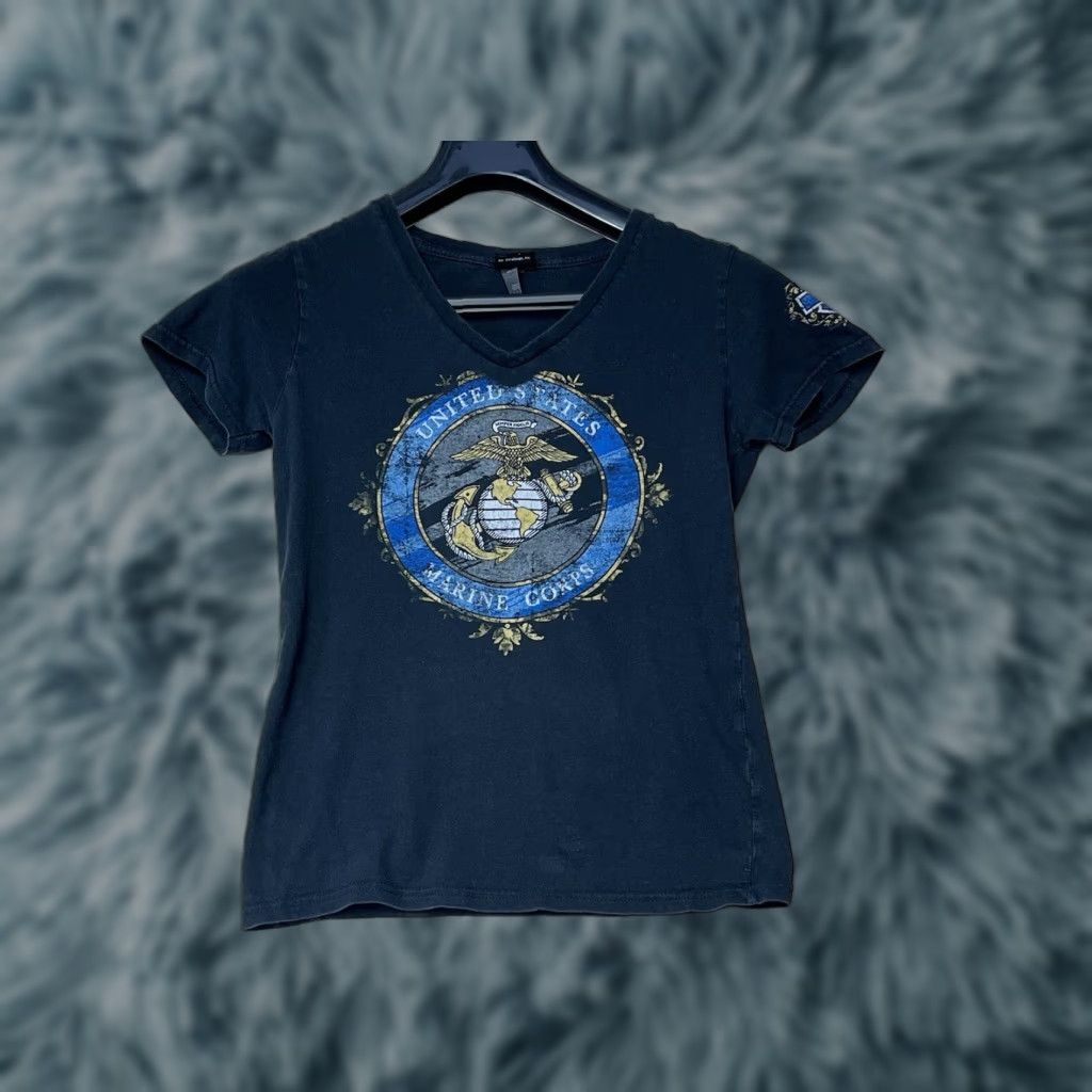 Harley Davidson Harley-Davidson Motorcycles Women M US Marine Corps Black Graphic Tee Shirt Top Size M / US 6-8 / IT 42-44 - 1 Thumbnail
