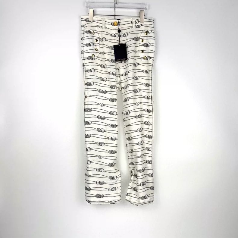 Louis Vuitton Louis Vuitton White Nautical Series Mulberry Silk Pants 250 Size US 36 / EU 52 - 3 Thumbnail