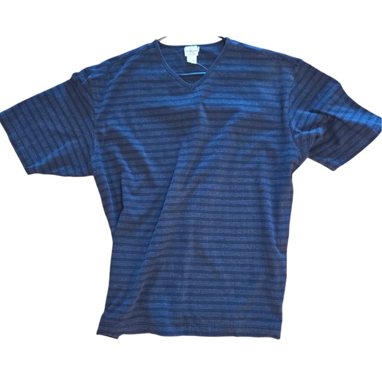 Calvin Klein Calvin Klein Blue Striped Quarter Sleeve Shirt - XL Size US XL / EU 56 / 4 - 1 Thumbnail