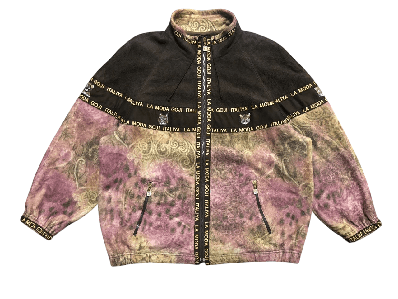 Japanese Brand Vintage La Moda Goji Full print Fleece Zipper Jacket Size L / US 10 / IT 46 - 1 Thumbnail