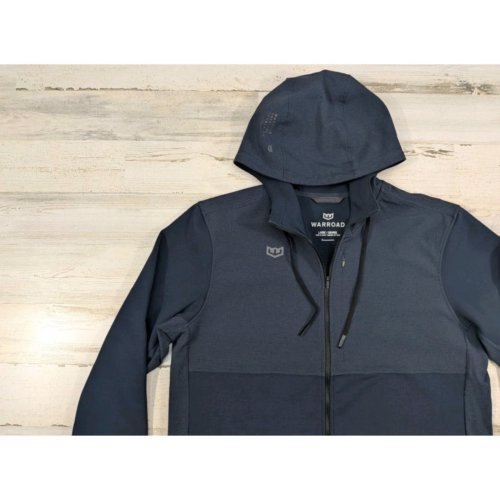 Warroad Hoodie Mens Large Navy Full Zip Performance Stretch Hooded Zip Pockets Logo Winter Fall Sports Outdoor Mens
