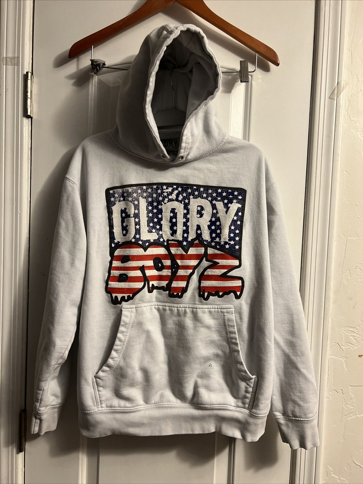 Designer Glo Gang Streetwear Men s Small Glory Boyz American Flag Logo Hoodie Glo Gang Grailed