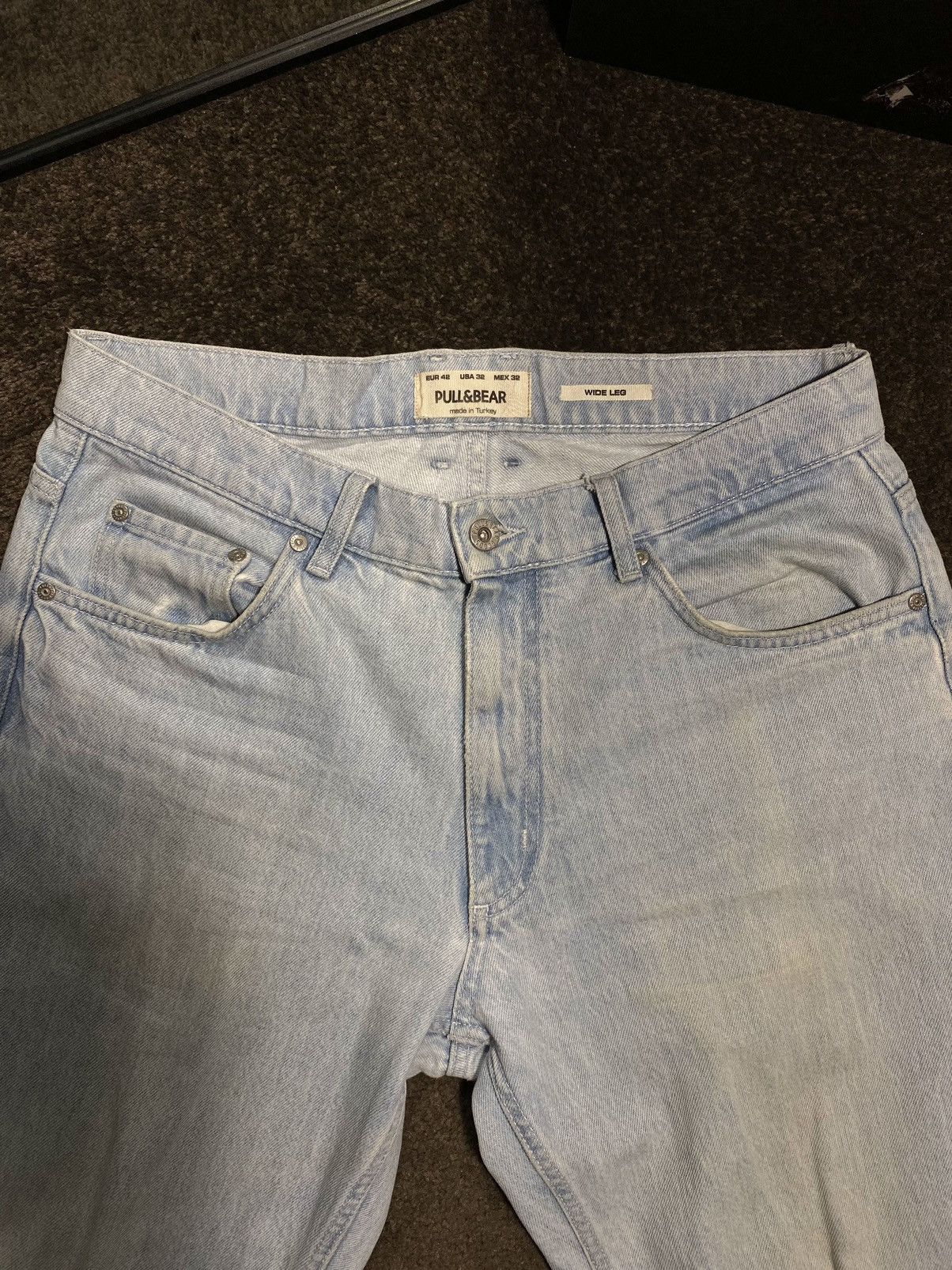 Vintage Open Hem Blue Jeans Straight Fit Washed Blue Size US 32 / EU 48 - 2 Thumbnail