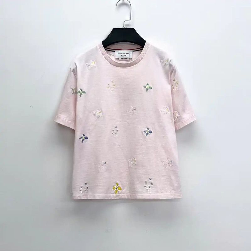 Thom Browne Thom Browne Pink Logo Short Sleeve T-Shirt 0089 Size S / US 4 / IT 40 - 1 Thumbnail