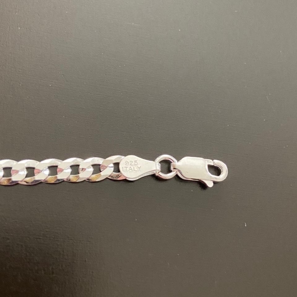 Sterling Silver Solid Silver Curb Chain Necklace 20in 4mm Size ONE SIZE - 2 Thumbnail