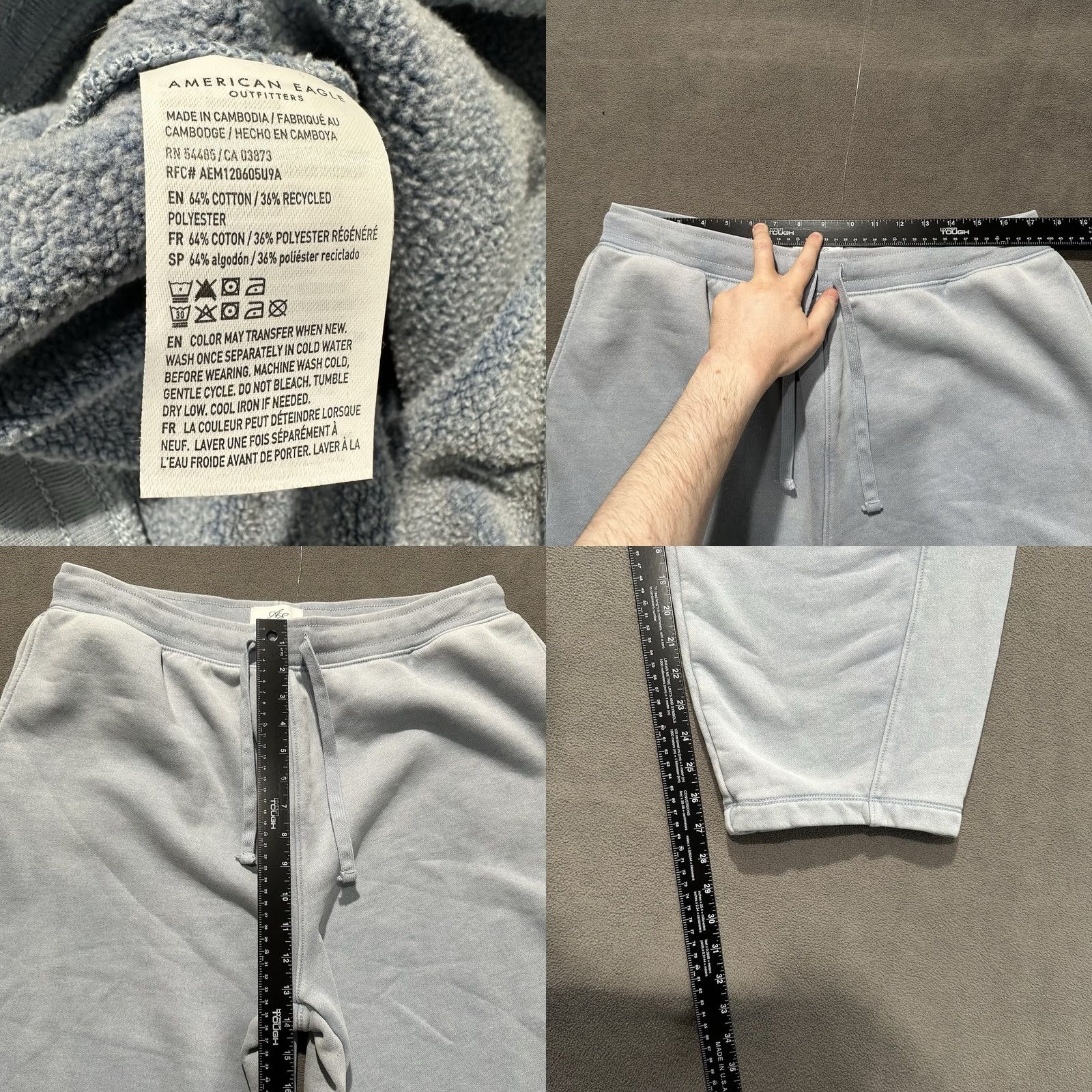 American Eagle Outfitters VINTAGE American Eagle Sweatpants Mens Large Light Blue Barrel Wide Leg Fleece Casual Size US 33 - 8 Thumbnail