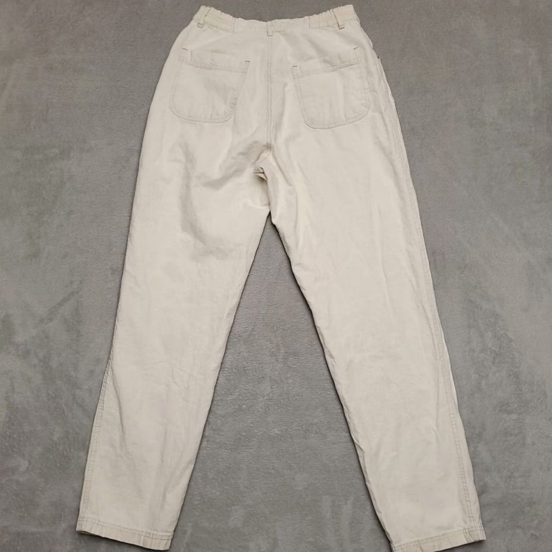 Vintage VINTAGE Id Blues VTG Linen Blend Pants Women 12 White Taper Leg Pleated Front 90s Y2K Casual Womens Size 34" / US 12 / IT 48 - 7 Thumbnail