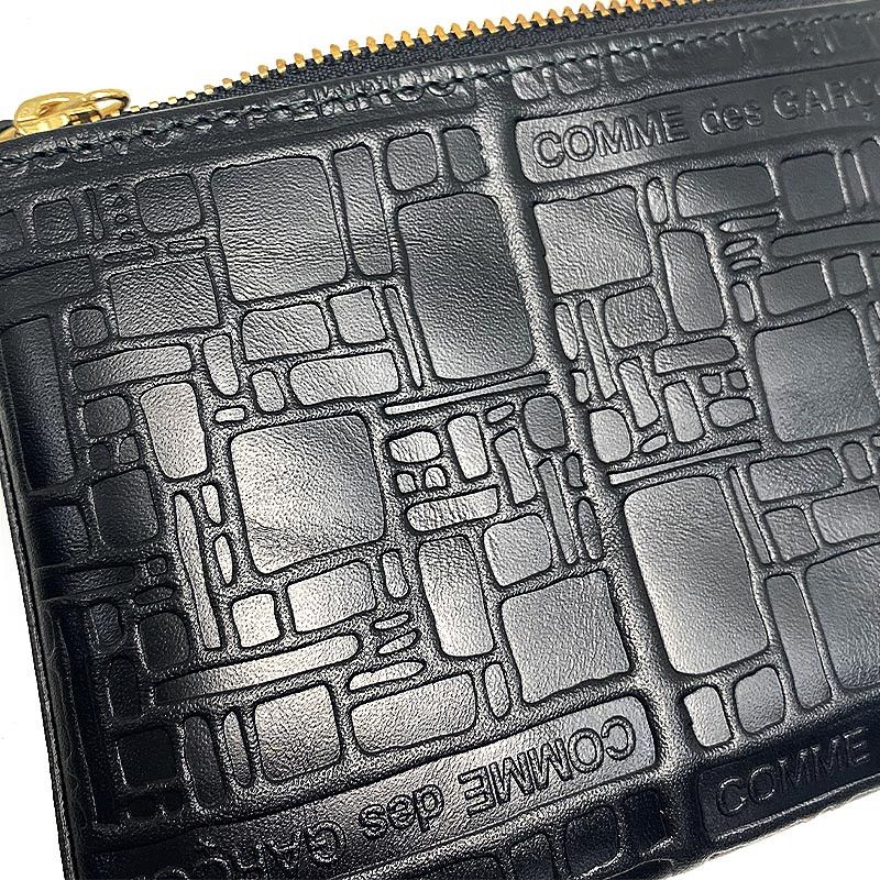 Comme des Garcons Wallet Coin Case Leather Embossed Design Black Size ONE SIZE - 5 Thumbnail