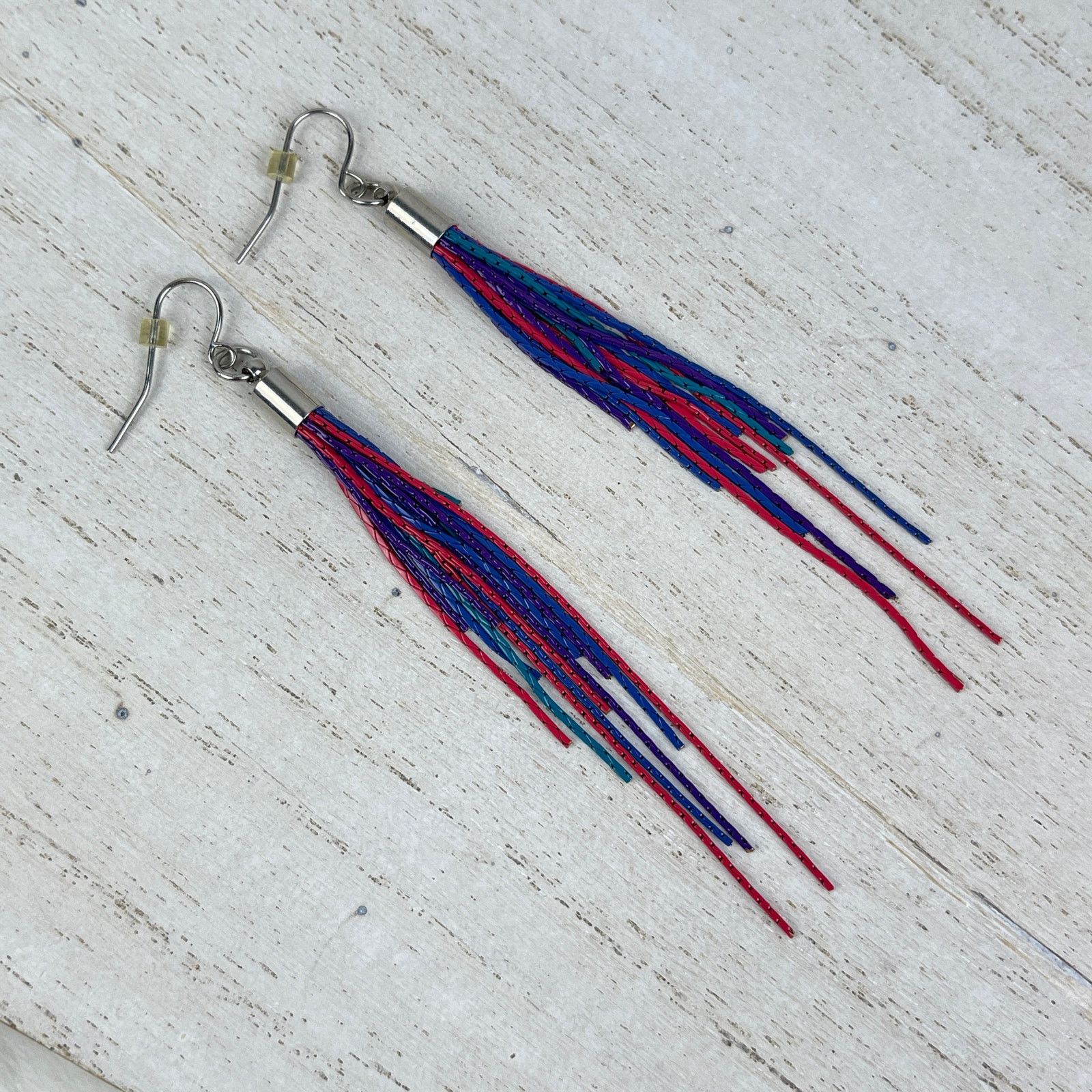 Other Colorful Chain Link Fringe Earrings Purple Teal Pink Blue Size ONE SIZE - 3 Thumbnail