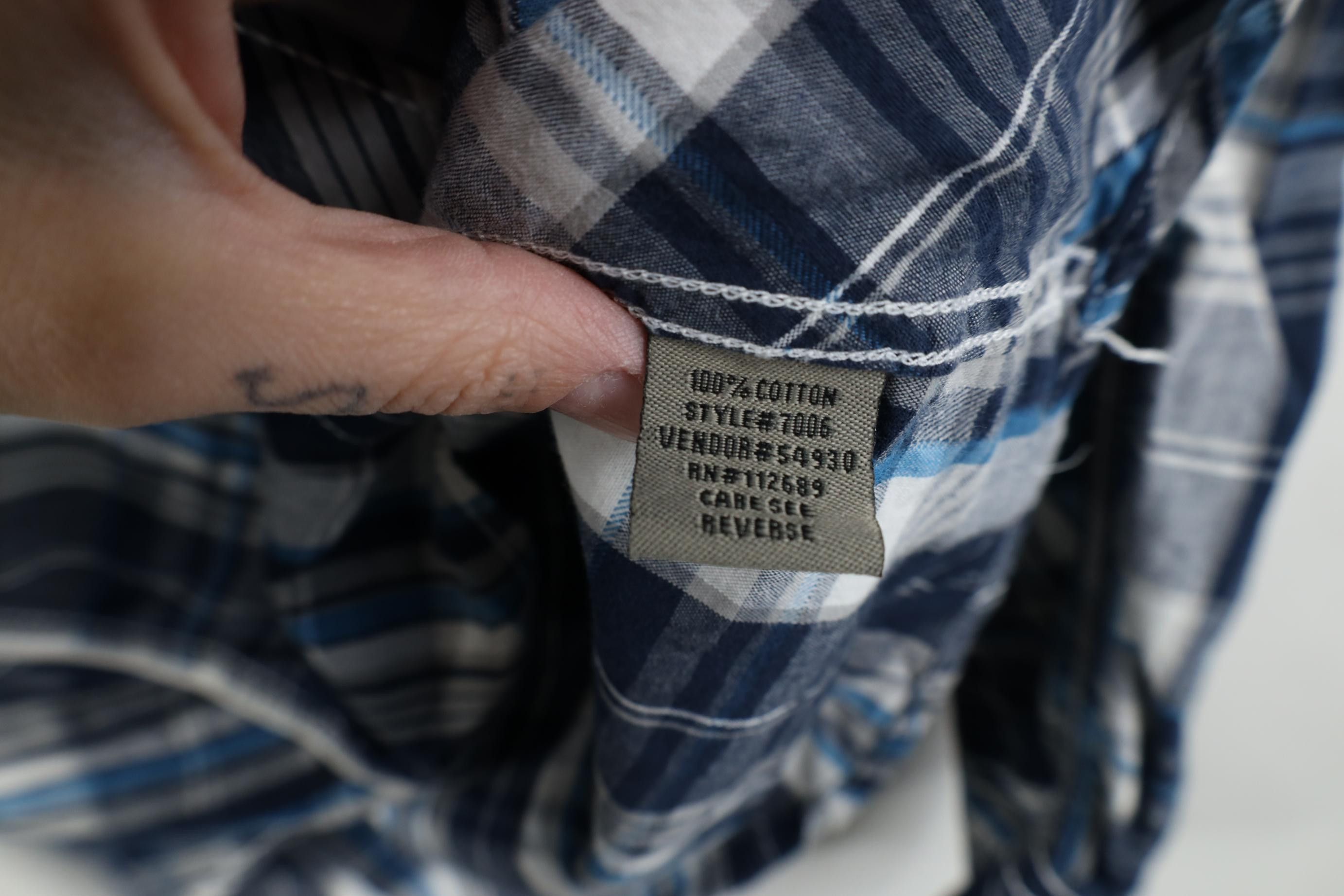 Vintage Buckle BKE Thick Stitch Western Snap Button Shirt Blue Plaid Size US L / EU 52-54 / 3 - 11 Thumbnail