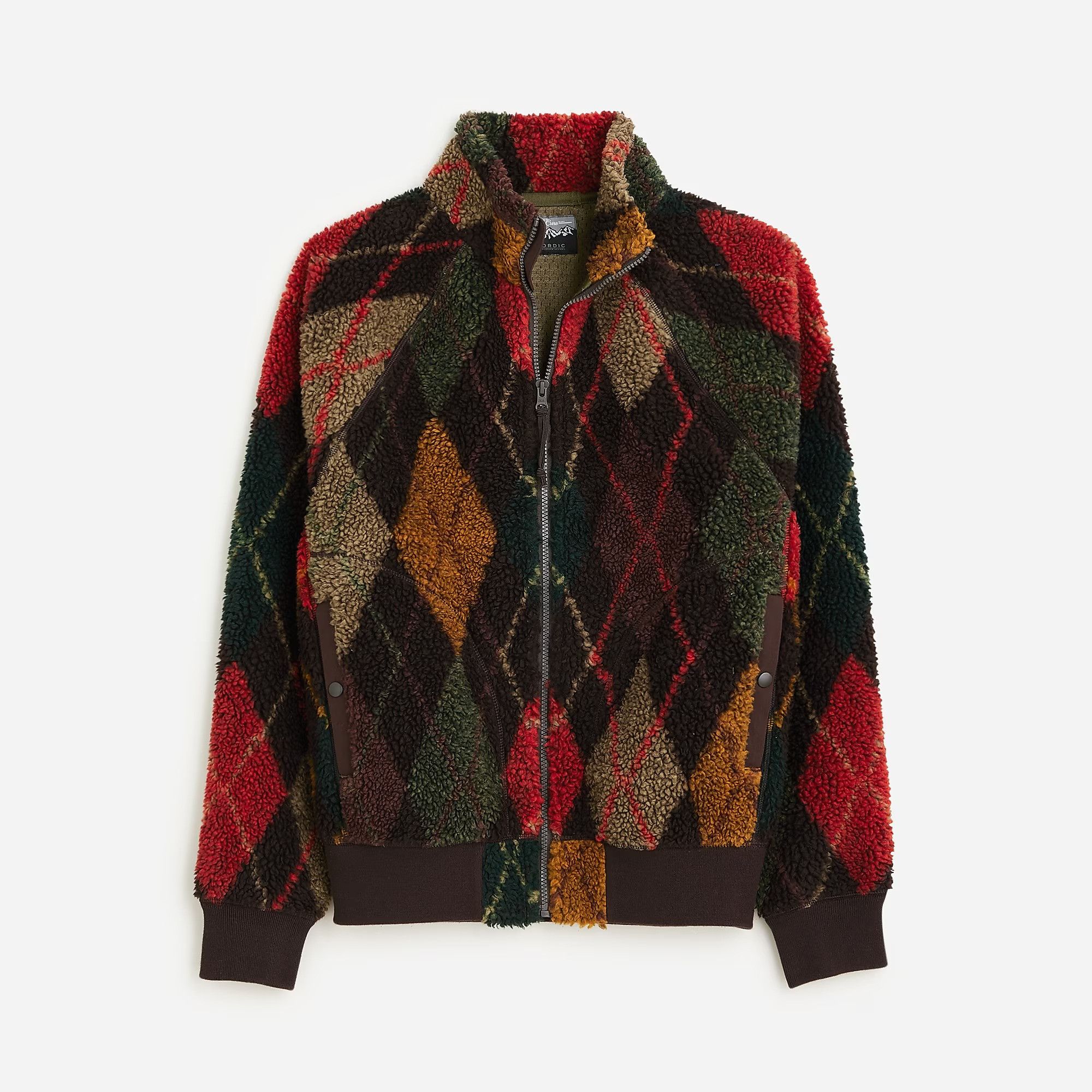 image of J Crew J.crew Nordic Deep Pile Sherpa Fleece Jacket Argyle - Nwt, Men's (Size XL)