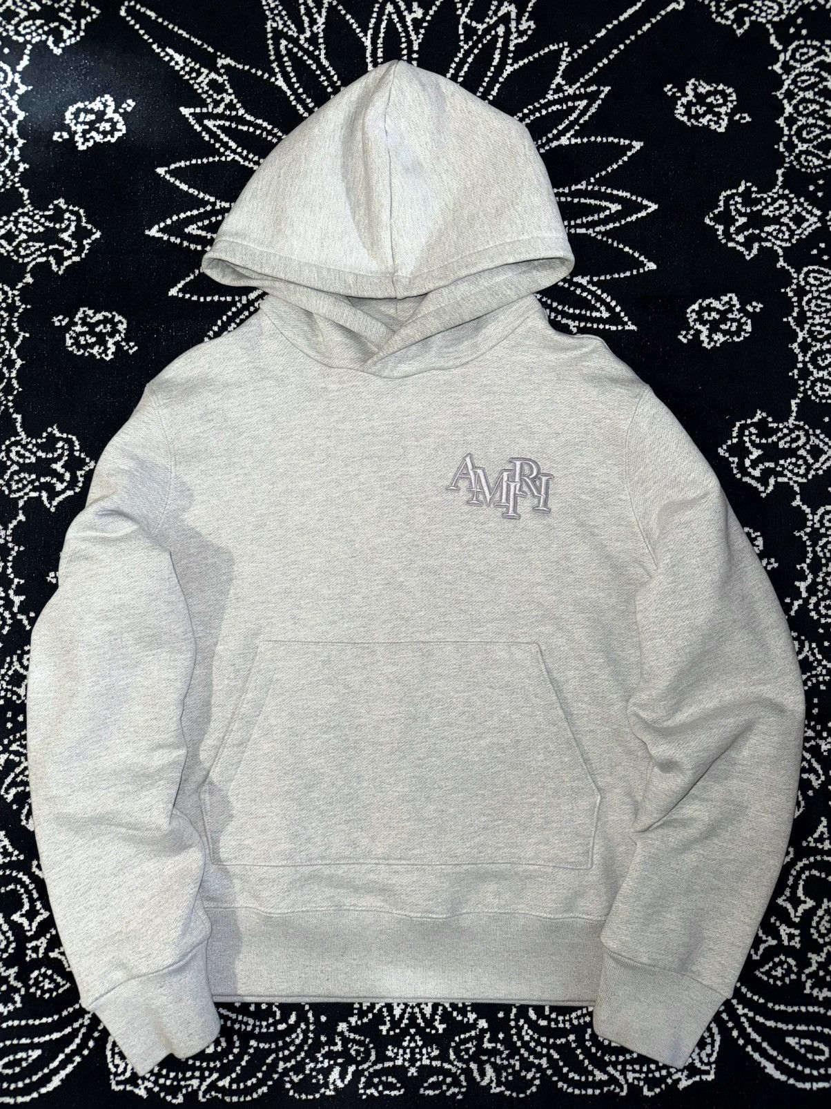 Amiri AMIRI STAGGERED LOGO GREY HOODIE Size US S / EU 44-46 / 1 - 5 Thumbnail