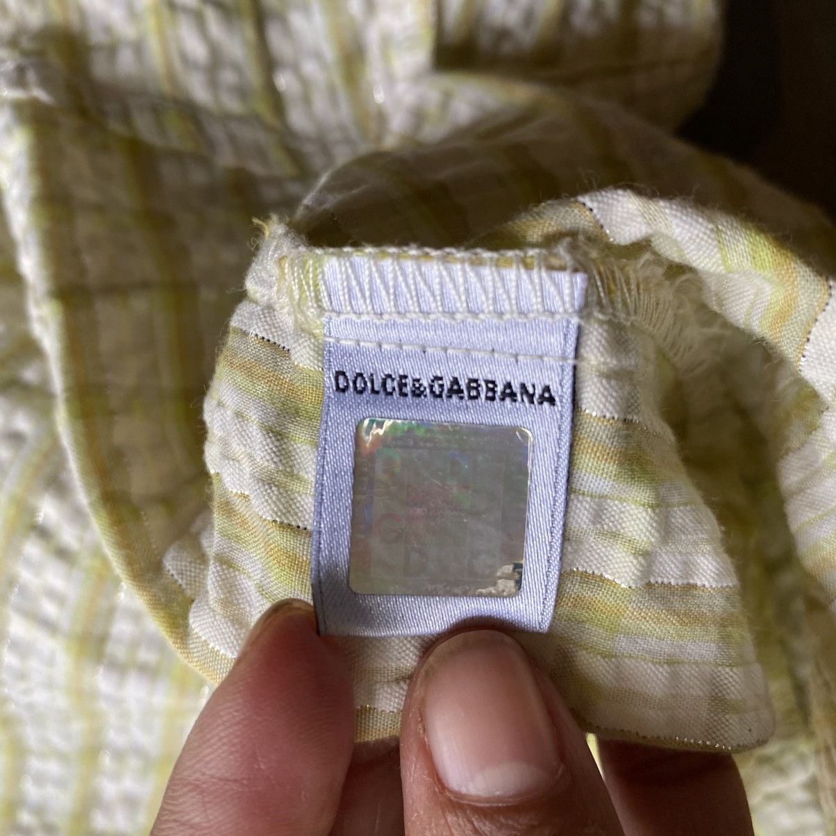 Dolce & Gabbana D&G Green Stripe Sleeveless Blouse with Denim Collar Size M / US 6-8 / IT 42-44 - 14 Thumbnail