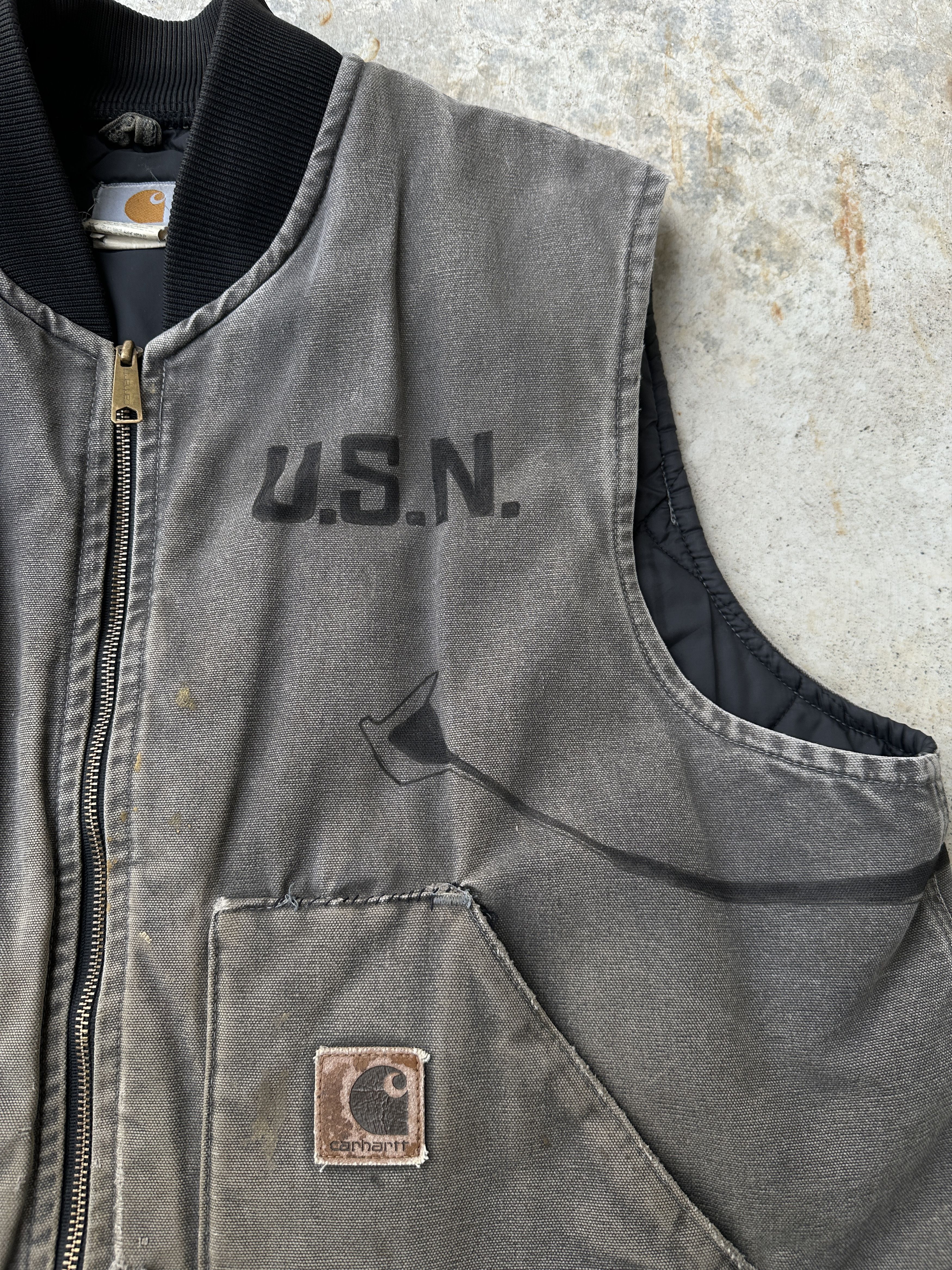 Carhartt Trashed USN VN WAR Sailor Anchor NUKE Carhartt Sunfade vest Size US XL / EU 56 / 4 - 6 Thumbnail
