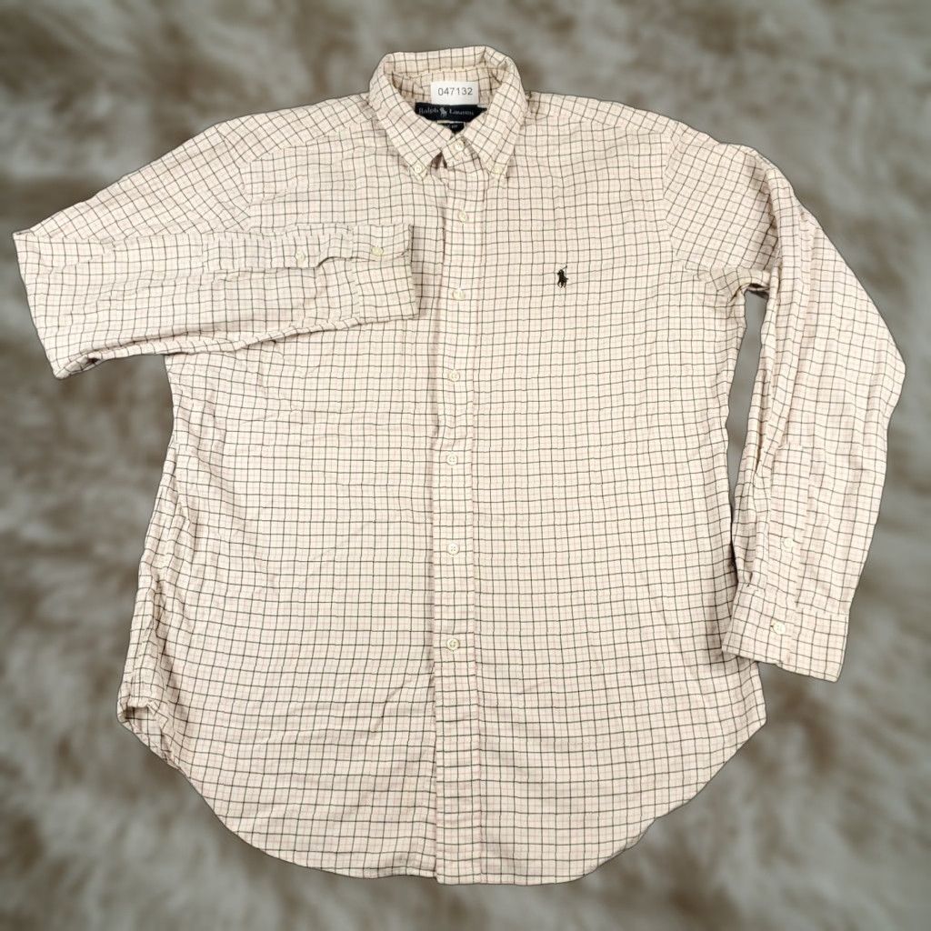 Ralph Lauren Ralph Lauren Button-Up Shirt Mens Medium Beige Check Long Sleeve Classic Preppy Size US M / EU 48-50 / 2 - 1 Thumbnail