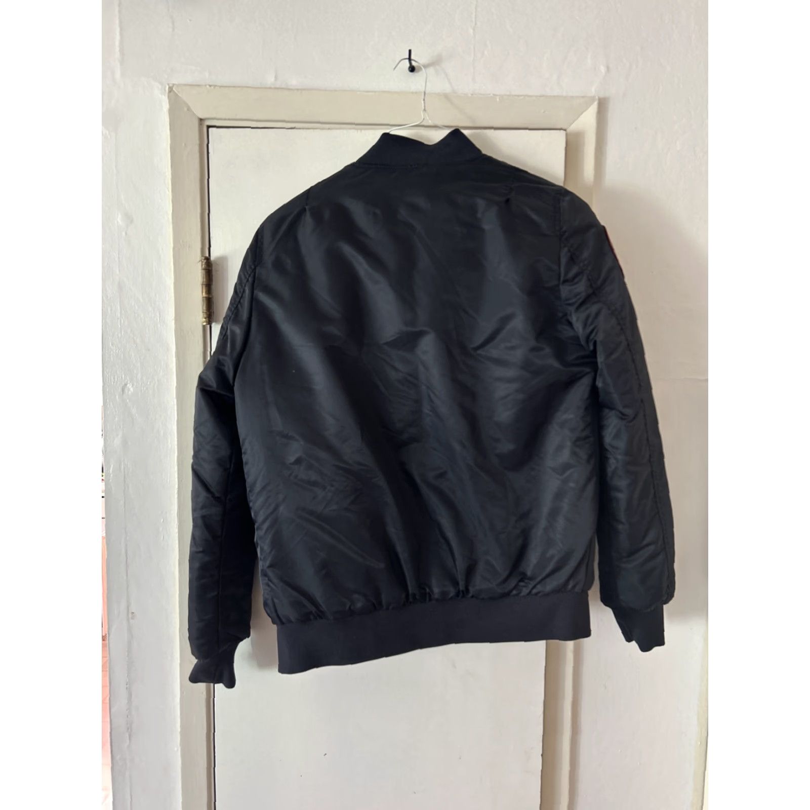 Vintage Xray Jeans Men's Small Black Bomber Flight Jacket With Patches Size US 29 - 7 Thumbnail