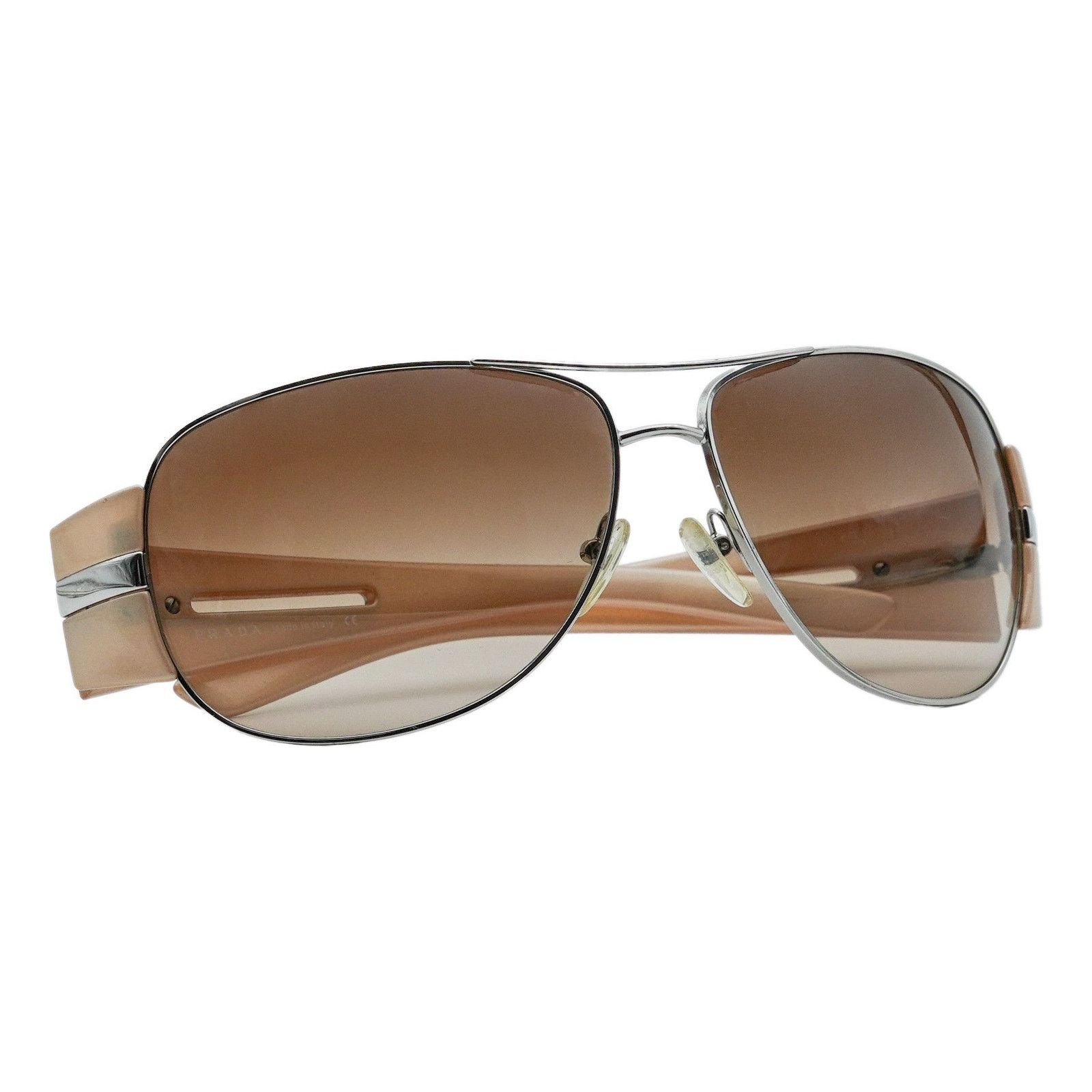 Prada Prada SPR 69H Silver Gradient Aviator Logo Y2K Sunglasses Size ONE SIZE - 4 Thumbnail