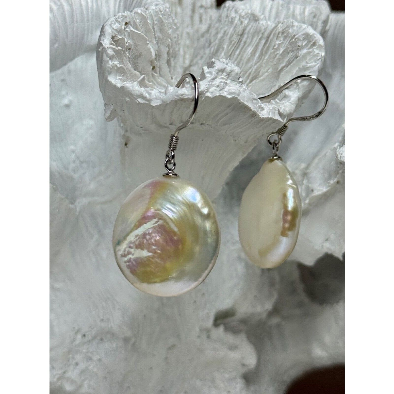 Jewelry 925 STERLING SILVER FRESH WATER PEARL EARRINGS LENGTH 1.8 In Size ONE SIZE - 3 Thumbnail