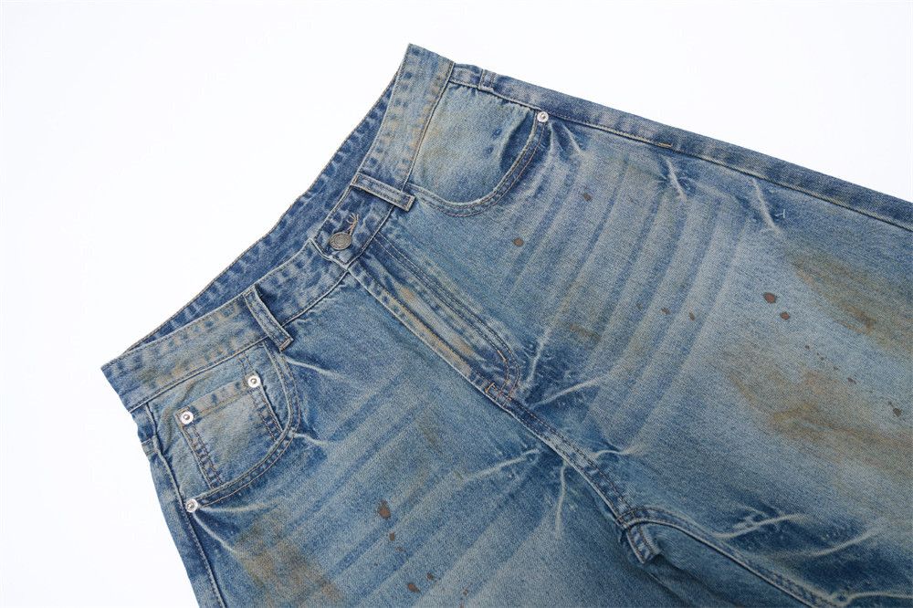 Vintage Men's loose washed ink-splashed distressed scimitar jeans Size US 32 / EU 48 - 3 Thumbnail