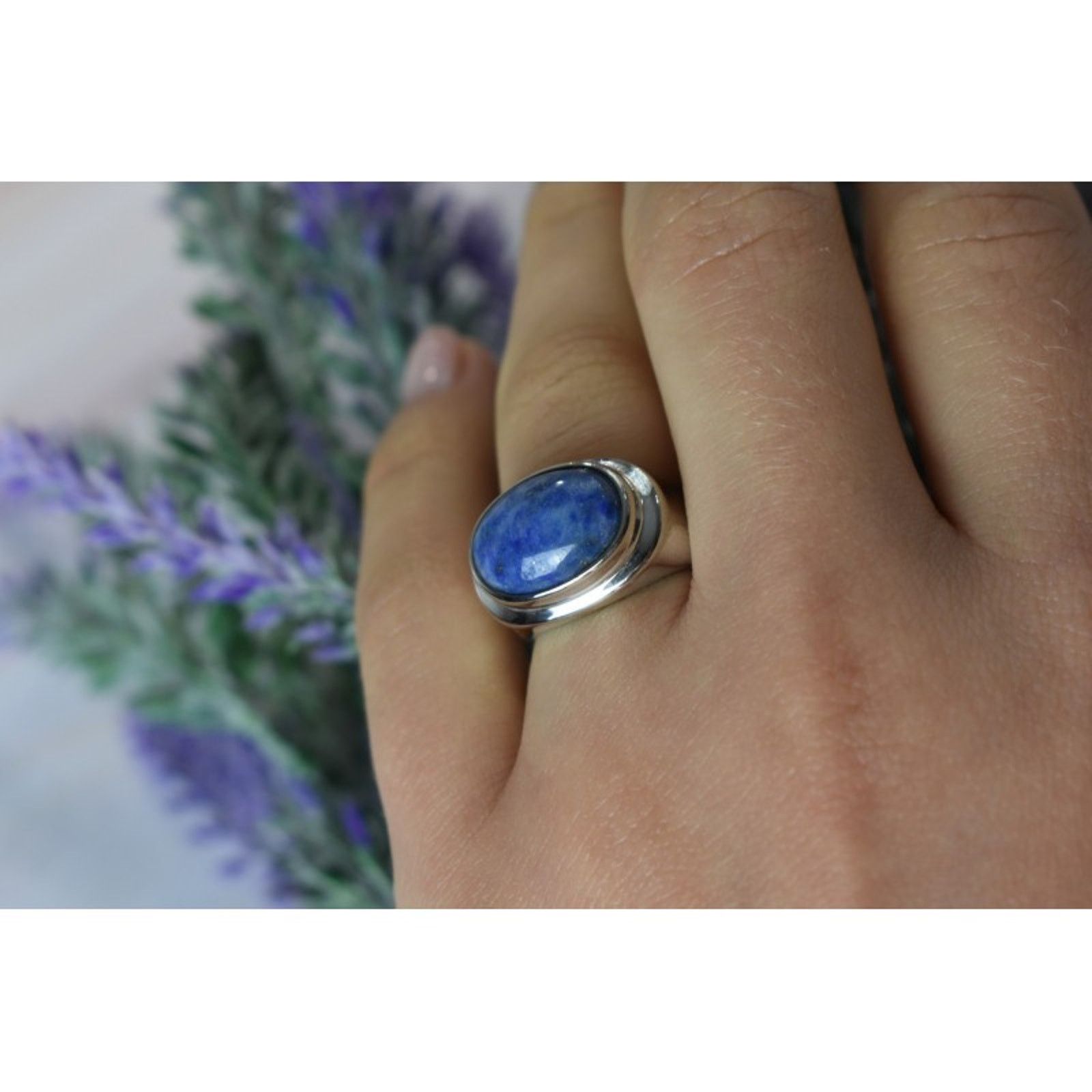 Jewelry VINTAGE 925 STERLING SILVER SODALITE RING SIZE 6.5 Size ONE SIZE - 1 Thumbnail