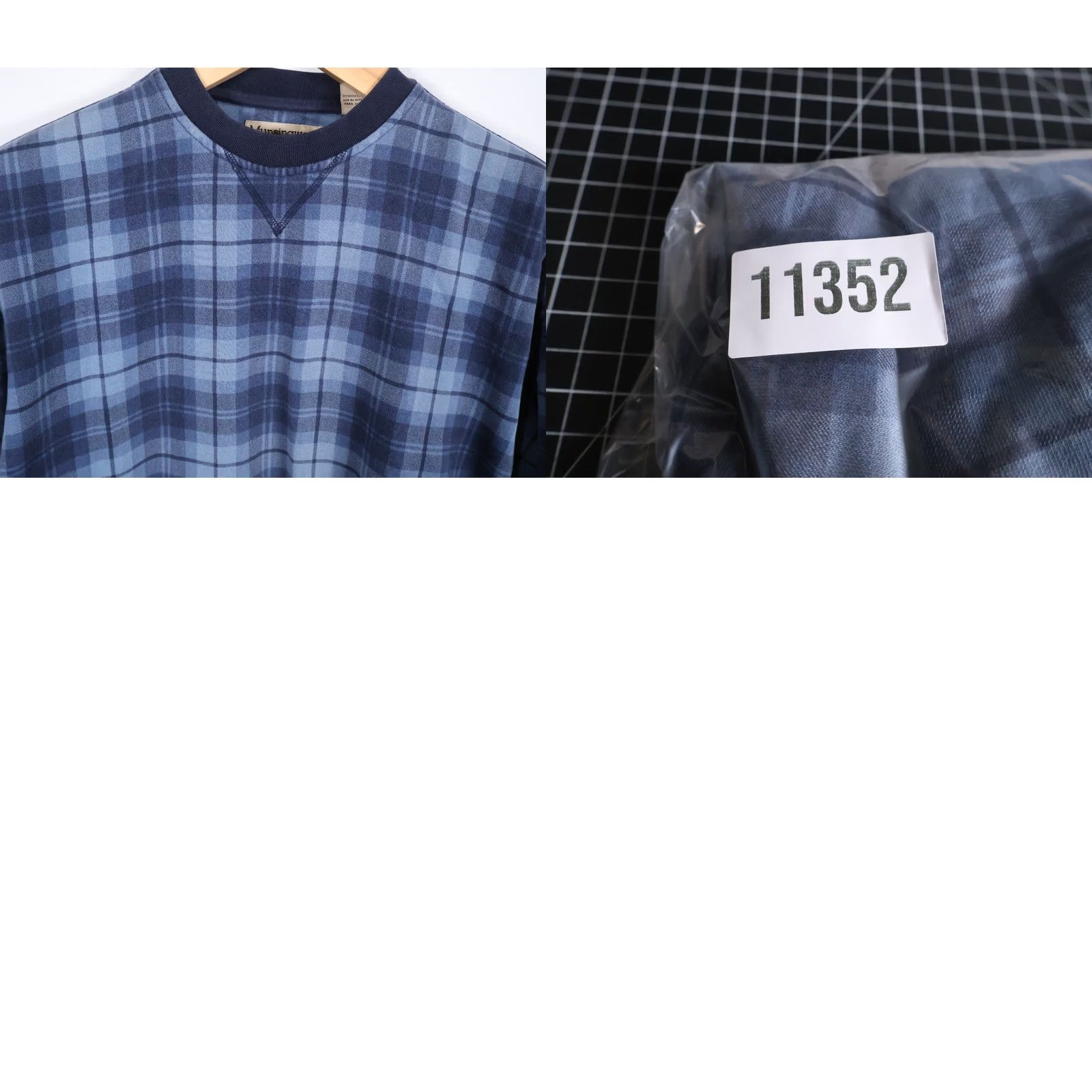 Vintage VINTAGE MunsingWear Sweatshirt Boxy Men Large Blue Tartan Plaid Crewneck Стар Size US L / EU 52-54 / 3 - 9 Thumbnail