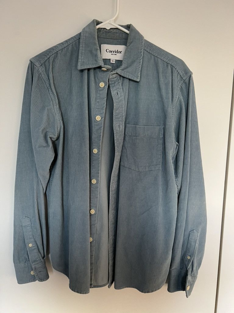 Corridor Light Blue Corduroy Long Sleeve Button Up Size US S / EU 44-46 / 1 - 1 Thumbnail