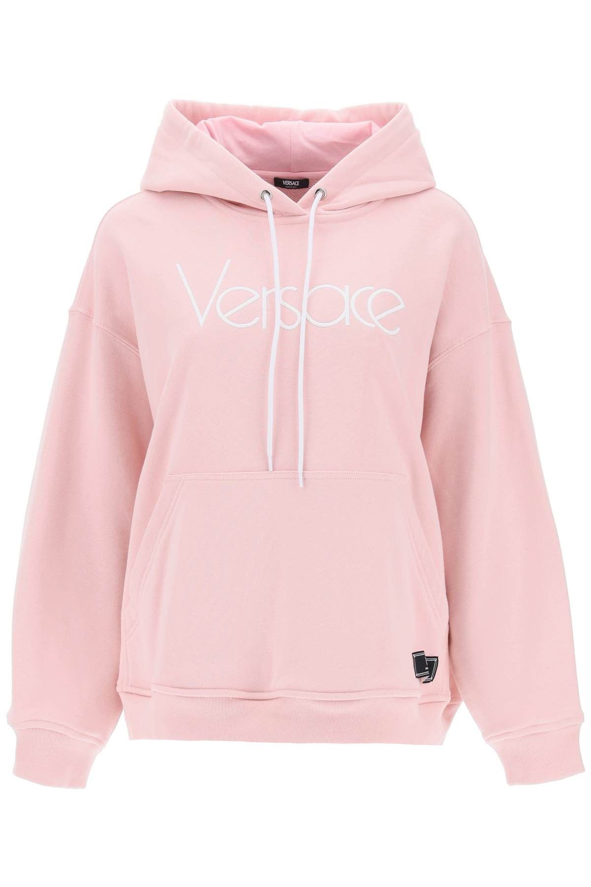 image of Versace Hoodie With 1978 Re-Edition Logo in Pink White, Women's (Size Small)