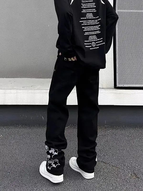 VIBE Vintage Star Embroidered Street Hip-Hop Jeans Size US 32 / EU 48 - 2 Thumbnail