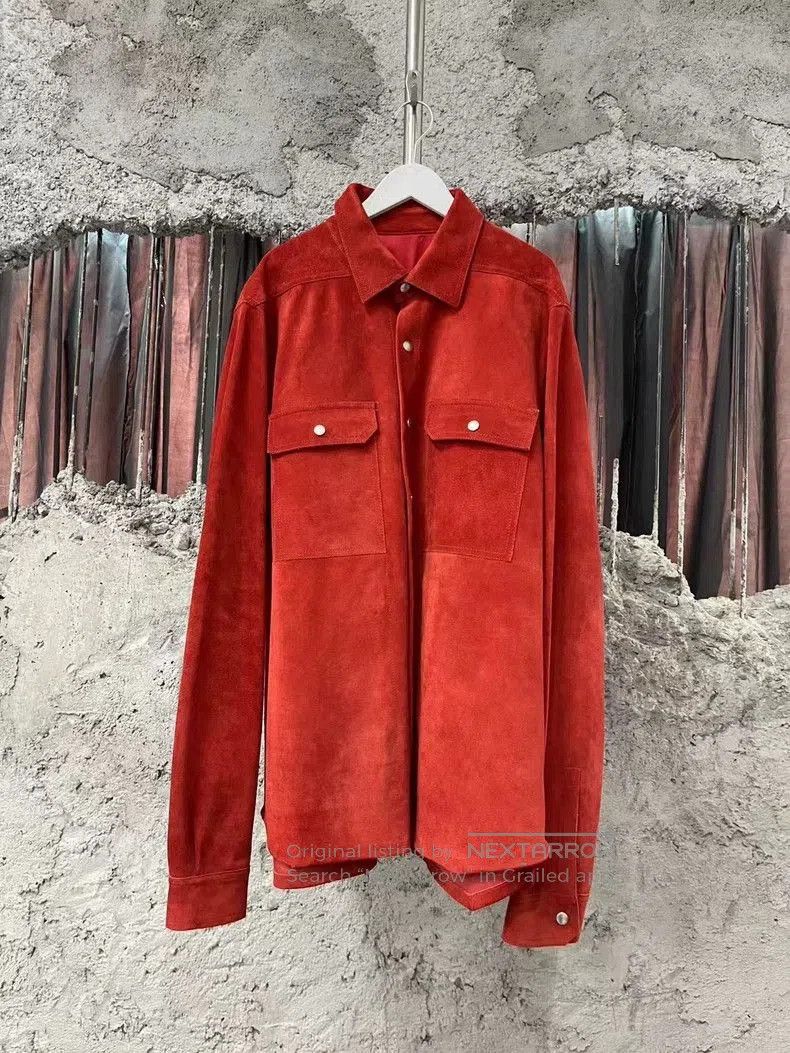 Rick Owens Rick Owens Red Suede Jacket with Pockets. Size US L / EU 52-54 / 3 - 1 Thumbnail
