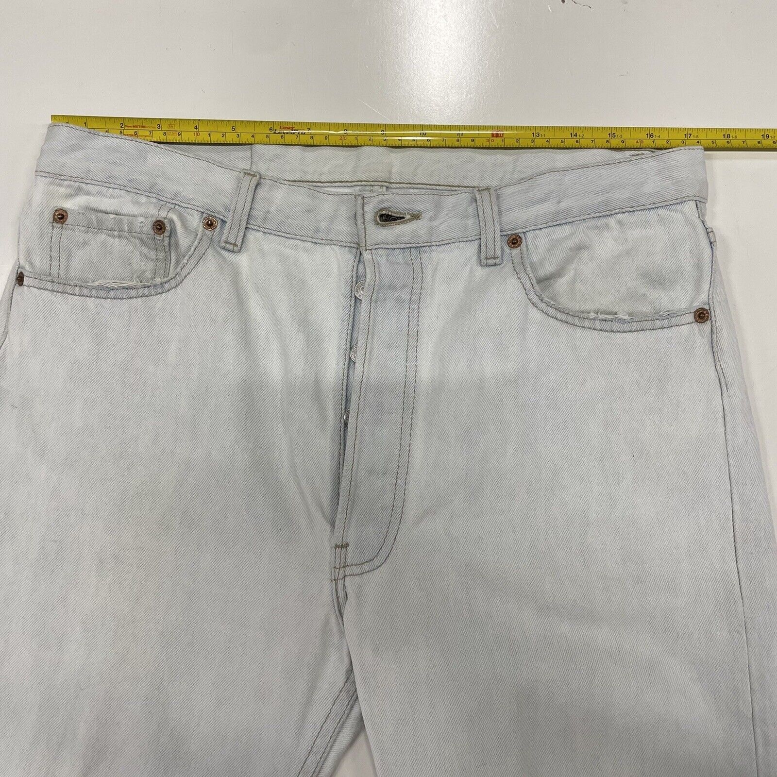 Levi's VTG 90’s Levi’s 501 White Straight Denim Blue Jeans 34x28 Size US 34 / EU 50 - 9 Thumbnail