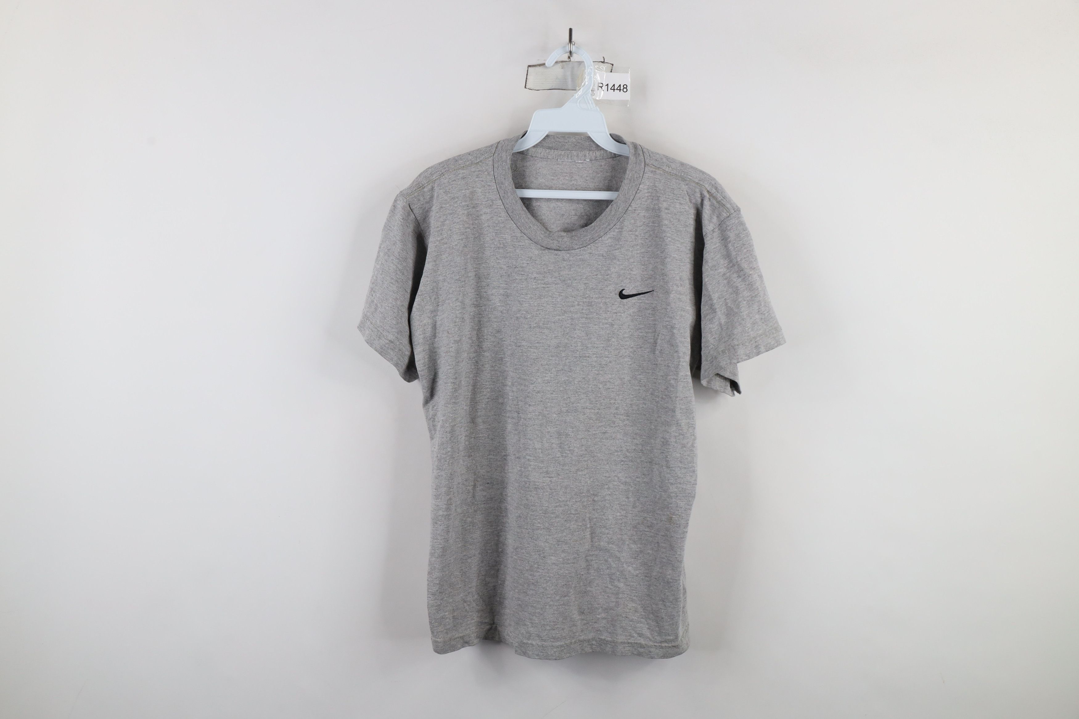 Nike × Vintage Vintage 90s Nike Travis Scott Mini Swoosh T-Shirt Gray Size US S / EU 44-46 / 1 - 1 Thumbnail