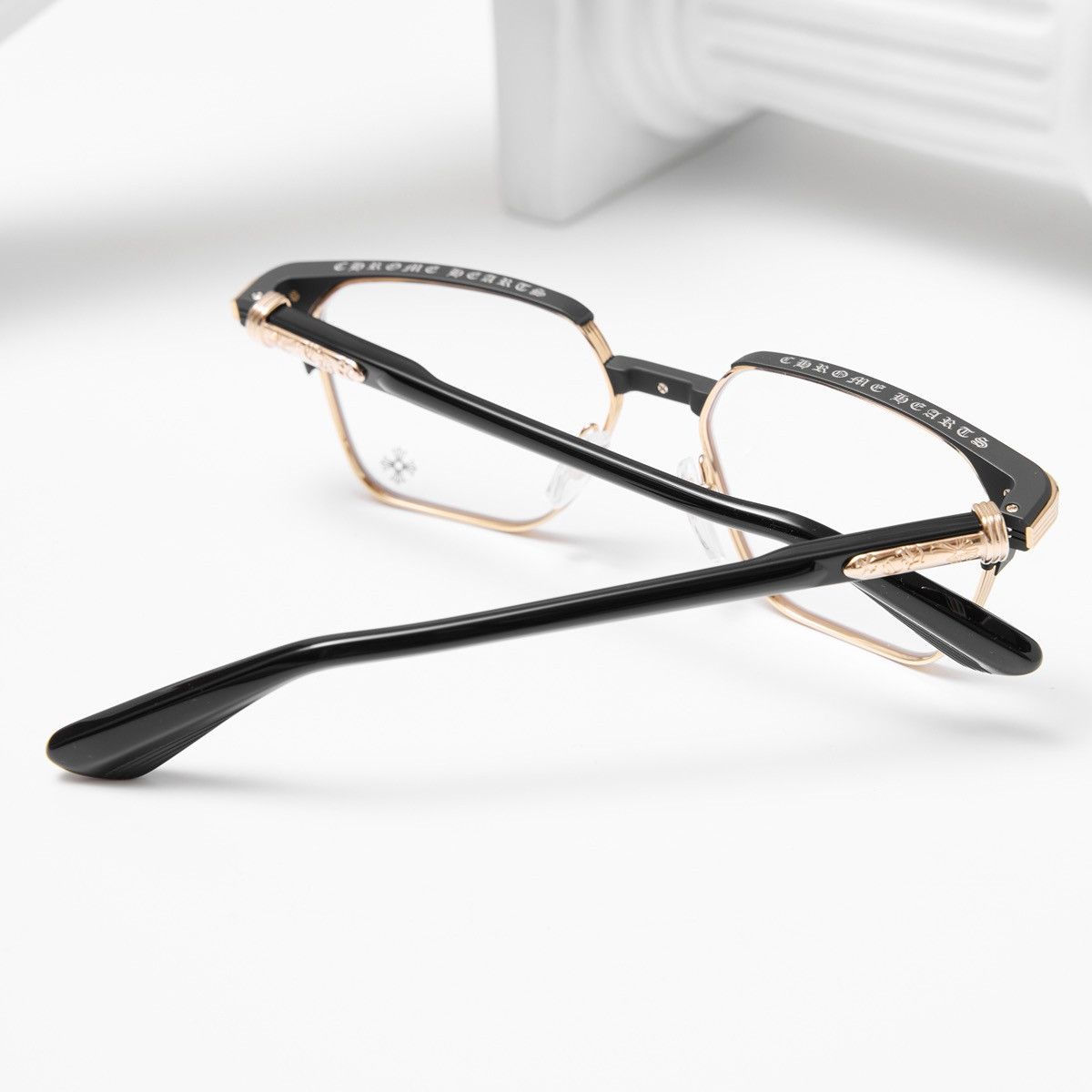 Chrome Hearts CHROME HEARTS BLAZIN MATTE BLACK/GOLD PLATED-BLACK-PLASTIC GLASSES Size ONE SIZE - 8 Thumbnail
