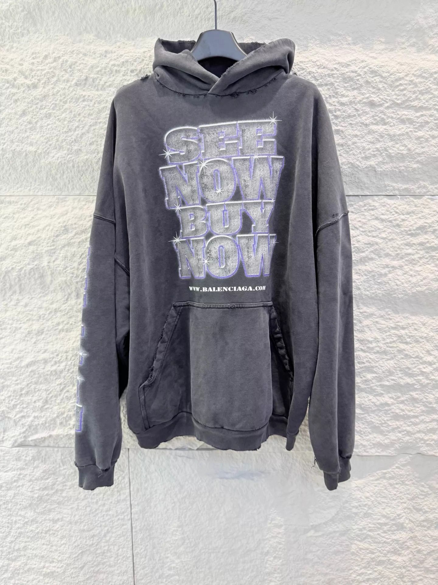 Balenciaga Balenciaga SNBN Diamond Letter Print Hoodie Black Unisex 3 Size US L / EU 52-54 / 3 - 1 Thumbnail