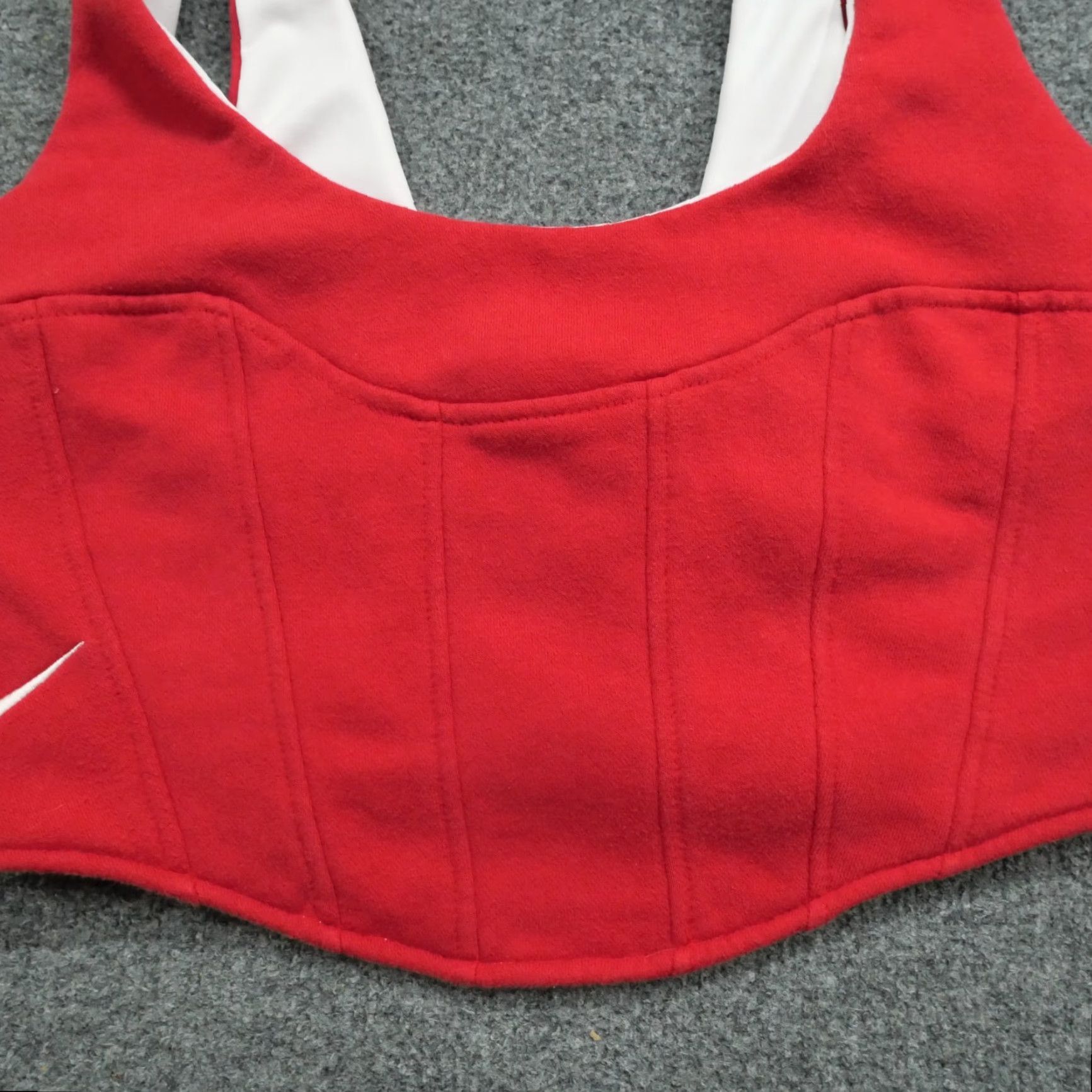 Nike Frankie Collective Nike Bustier Womens Large Top Red White Swoosh Tank Sleeveless Scoop Neck Size L / US 10 / IT 46 - 3 Thumbnail