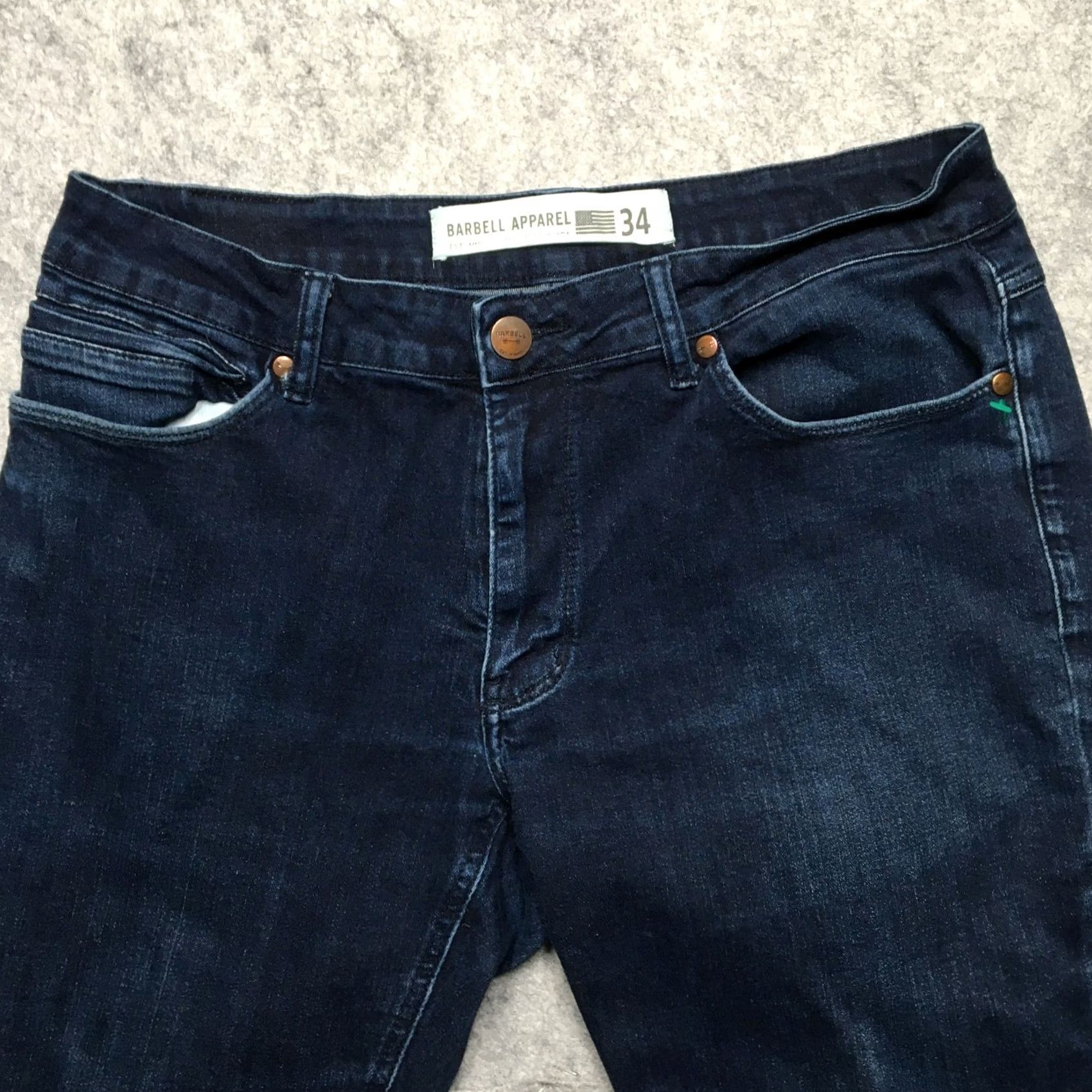 Vintage Barbell Apparel Jeans Mens 34x32 Dark Blue Straight Athletic Fit Stretch Denim Size US 34 / EU 50 - 3 Thumbnail
