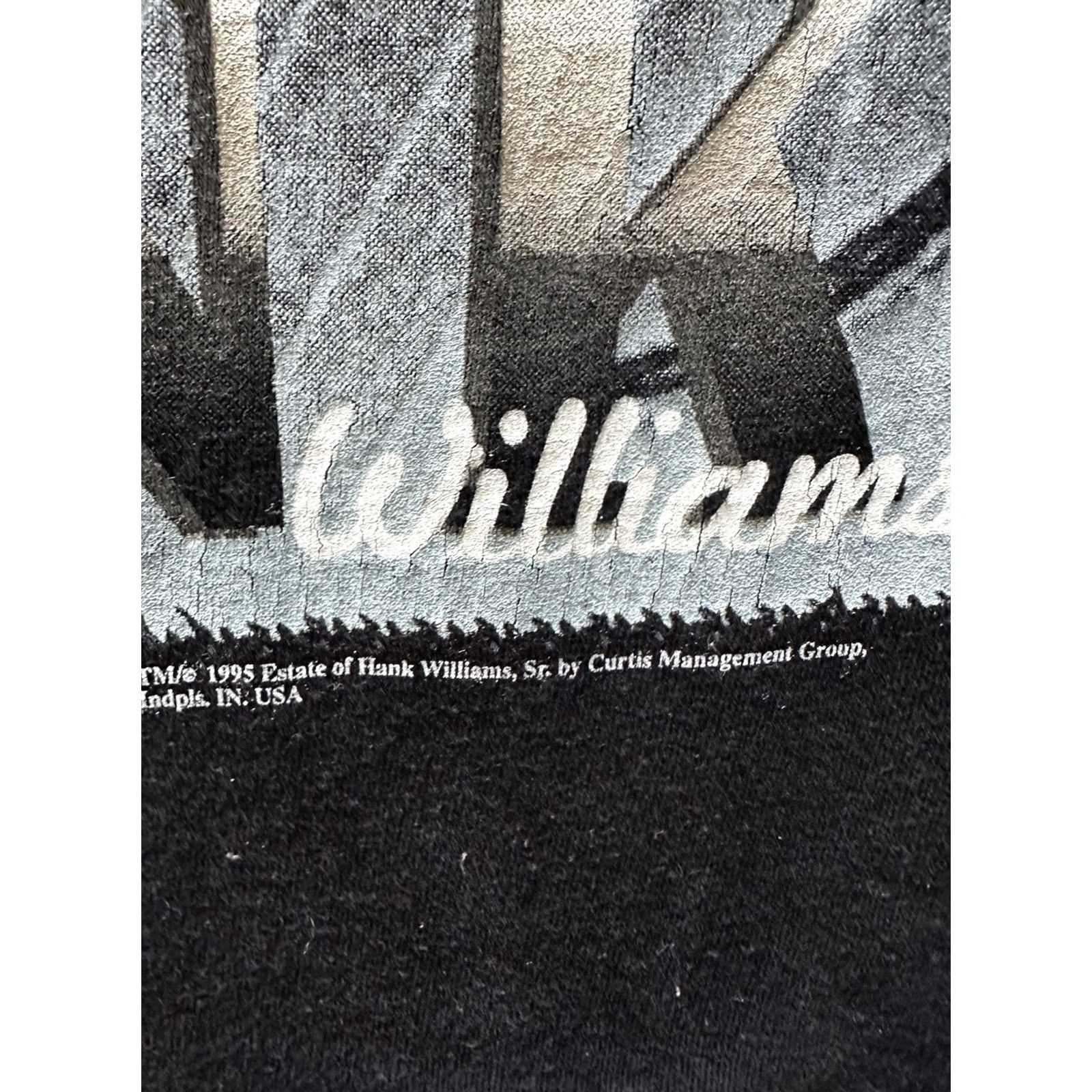 Fruit Of The Loom VINTAGE Hank Williams SR Crewneck T Shirt Tee XL Black 90s Heavyweight Cotton Men Short Sleeve Size US XL / EU 56 / 4 - 3 Thumbnail