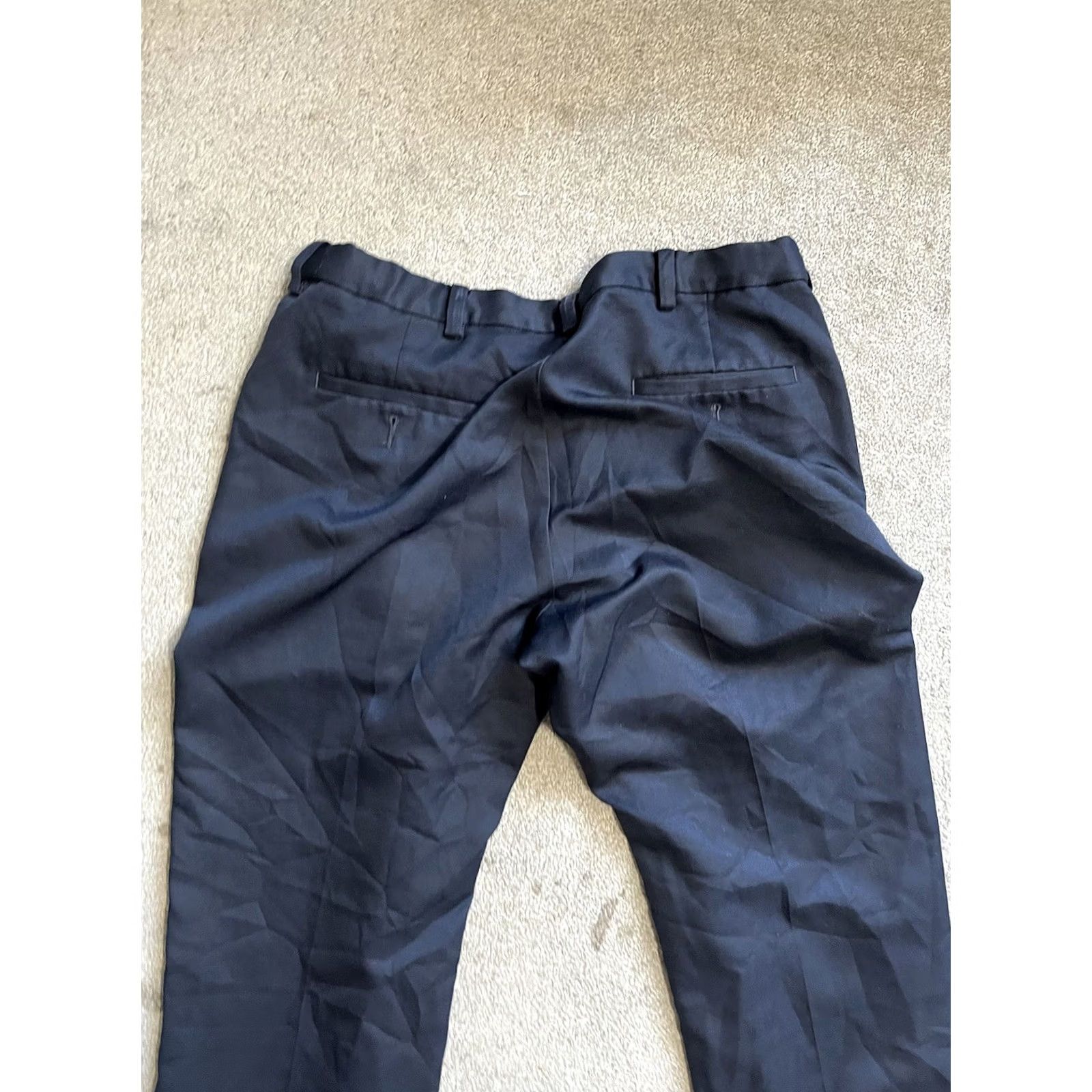 Haggar Haggar Dress Pants Mens 36x29 Classic Fit Flat Front Cotton Polyester Navy Blue Size US 36 / EU 52 - 4 Thumbnail