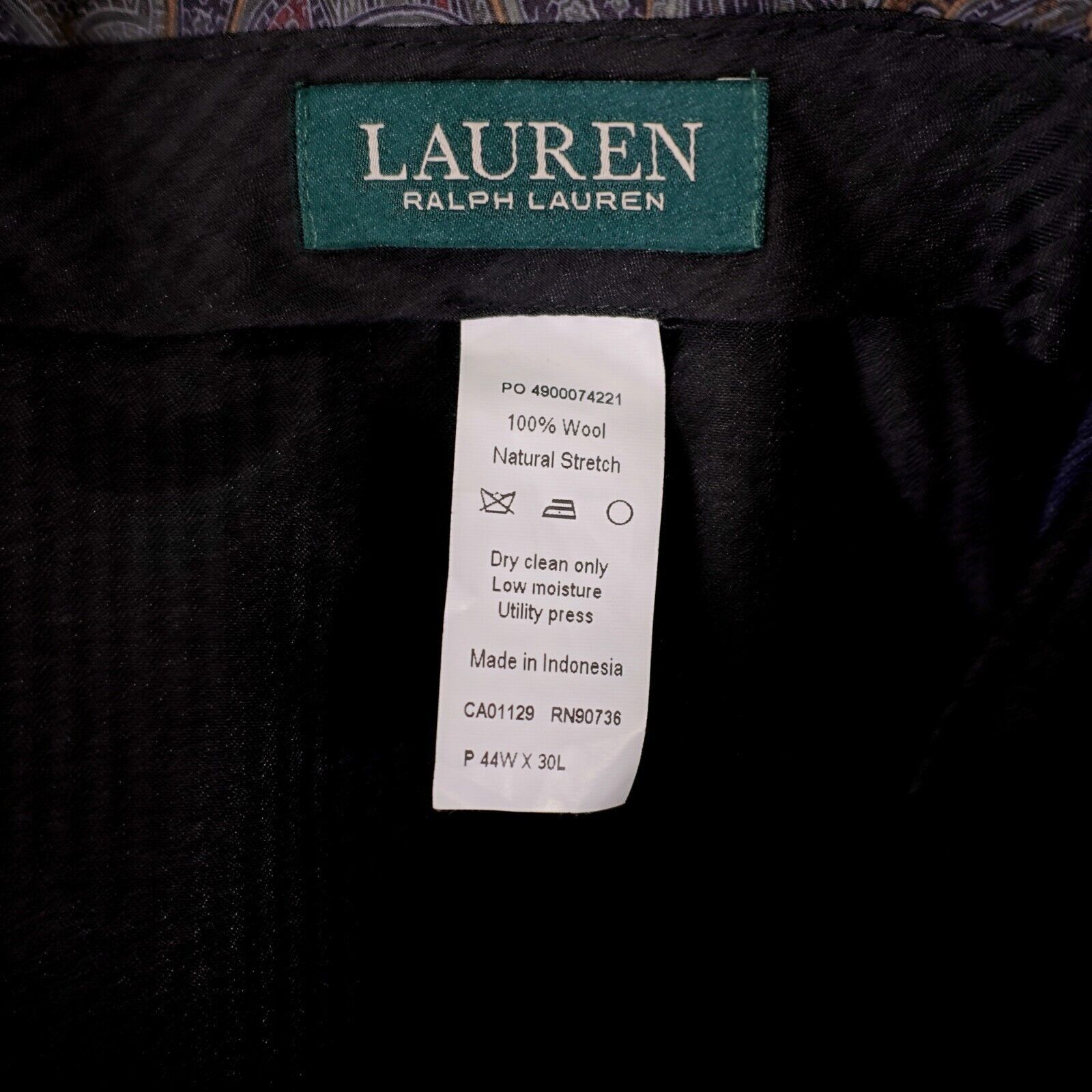 Lauren Ralph Lauren Lauren Ralph Lauren Wool Blue Plaid Windowpane Flat Front Dr Size 44R - 7 Thumbnail