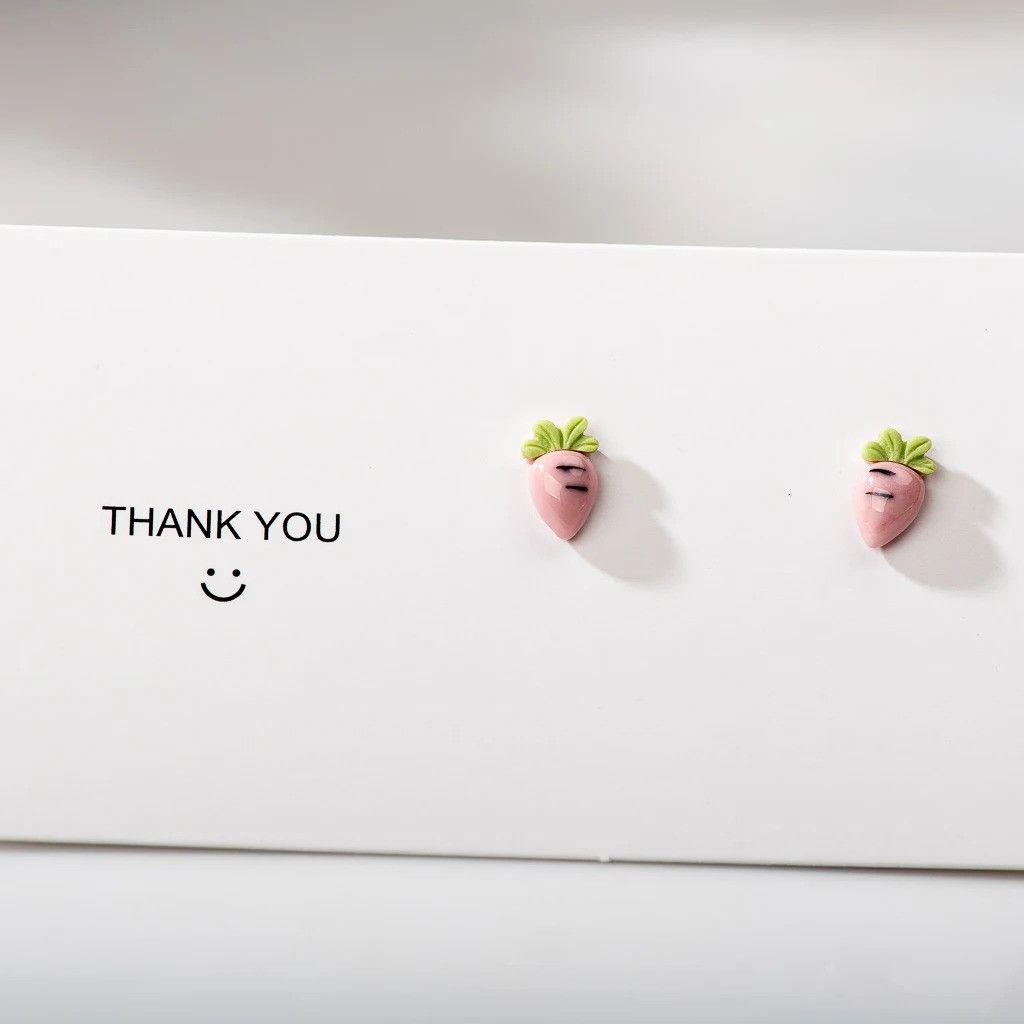 Jewelry Small Carrots Stud Earrings Ceramic Ear Gift For Her Size ONE SIZE - 1 Preview