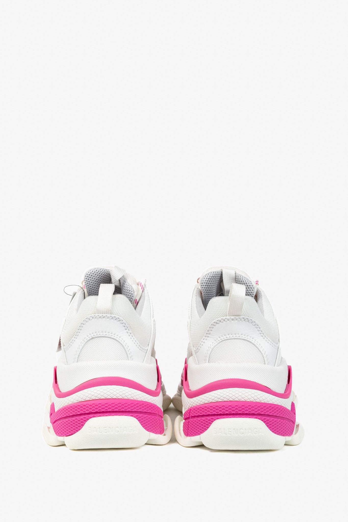 Balenciaga Balenciaga Triple S White Fluo Pink Chunky Low-Top Sneakers Size US 8.5 / IT 38.5 - 3 Thumbnail